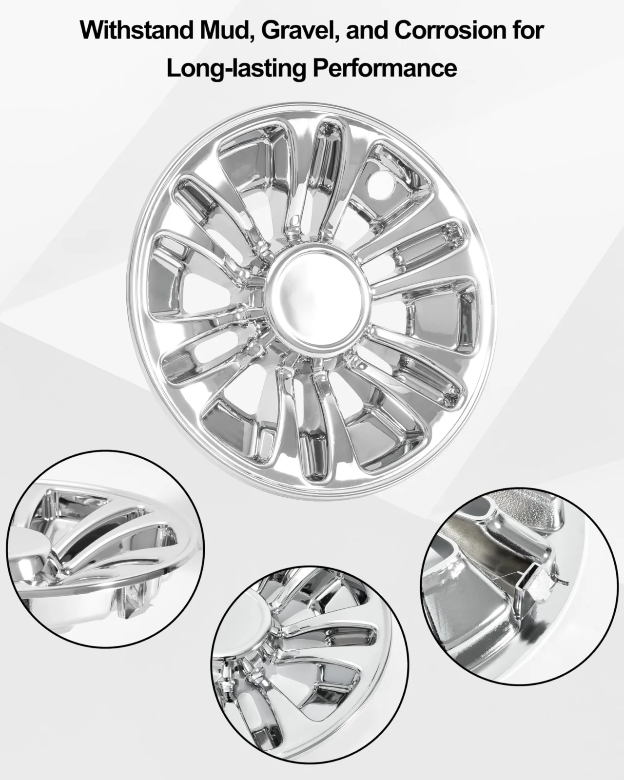 SAUTVS 8-Inch Chrome Golf Cart Wheel Hub Caps image 3