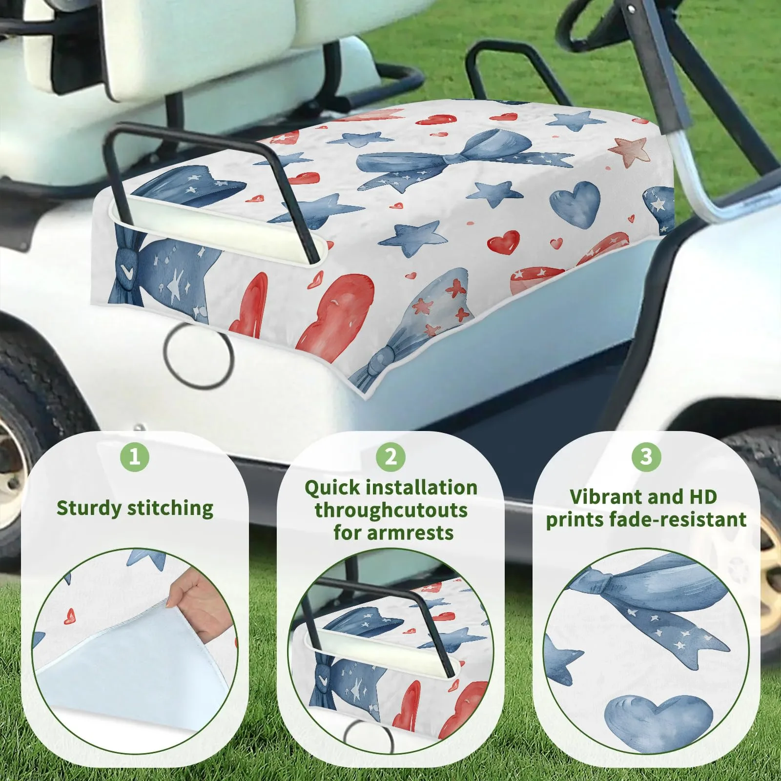 Tiveruda Golf Cart Seat Cover for Double Seats image 3