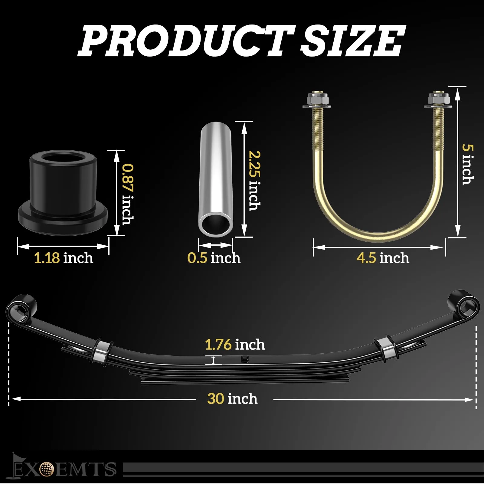 EXOEMTS Rear 4-Leaf Spring Kit for Club Car DS image 3