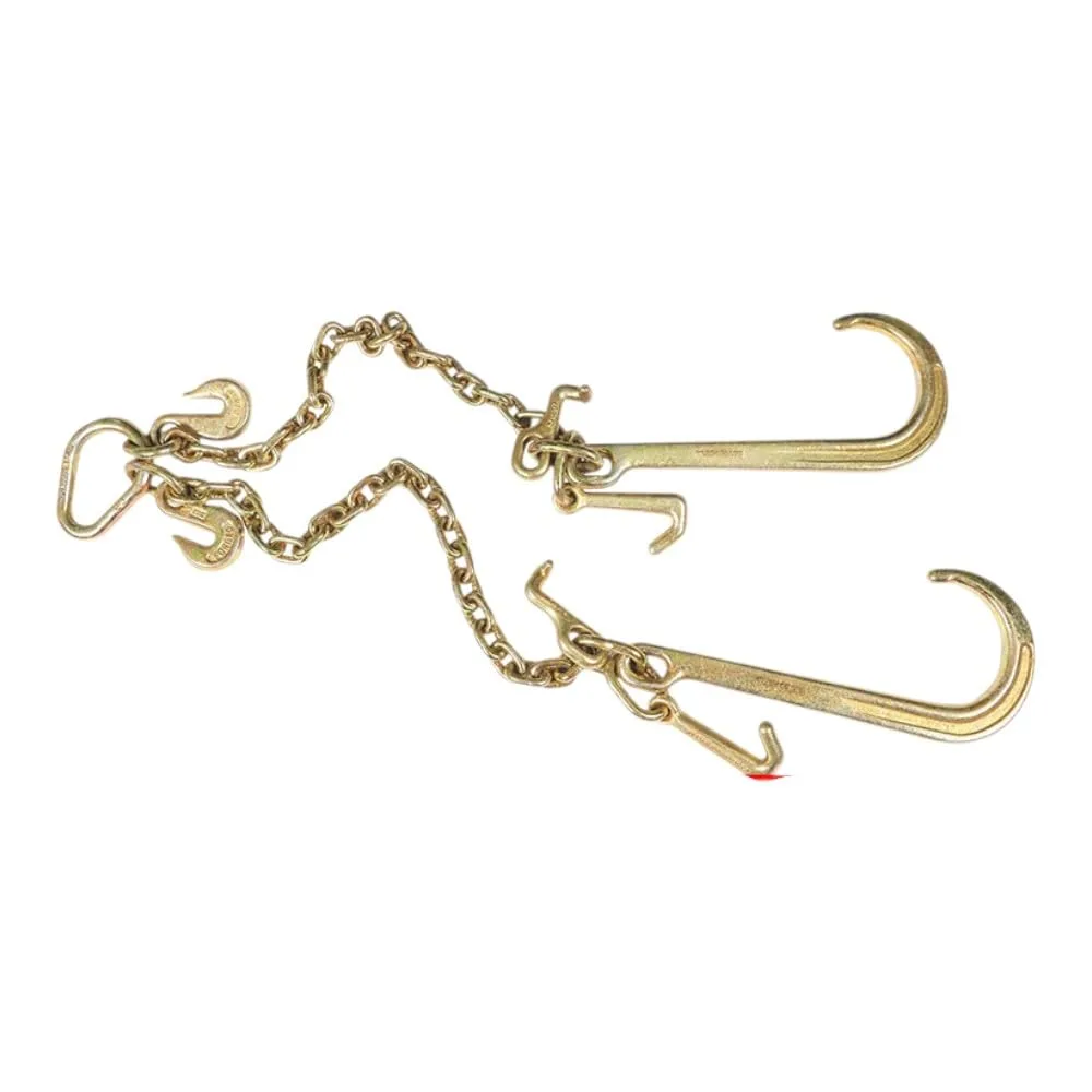 Generic 3/8-Inch V-Type Tow Chain with J-Hook Grab Hooks
