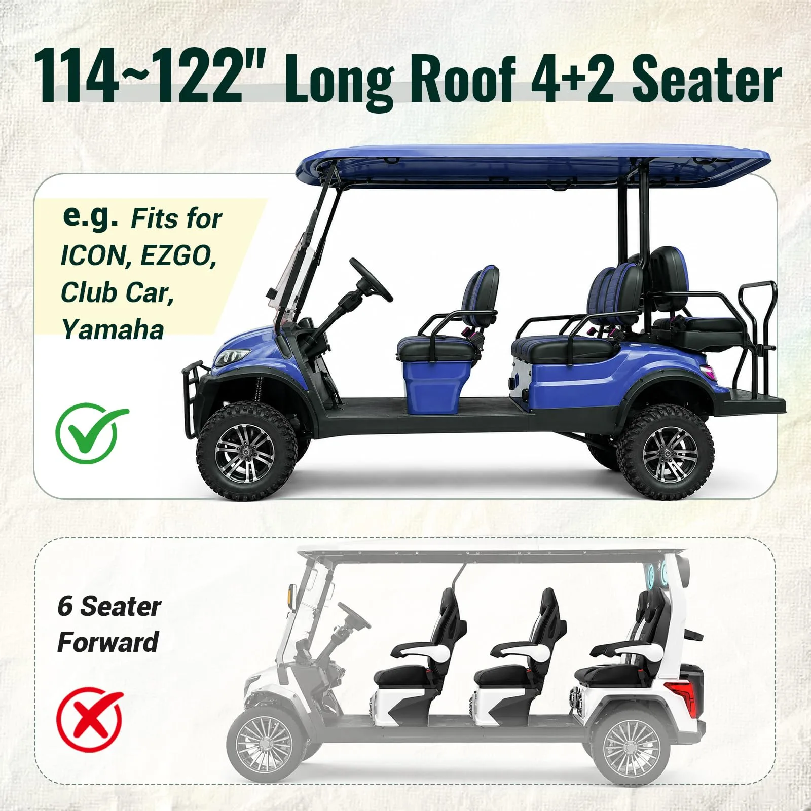 LUPPLE 6-Passenger Golf Cart Enclosure, 114–122-Inch Roof image 2