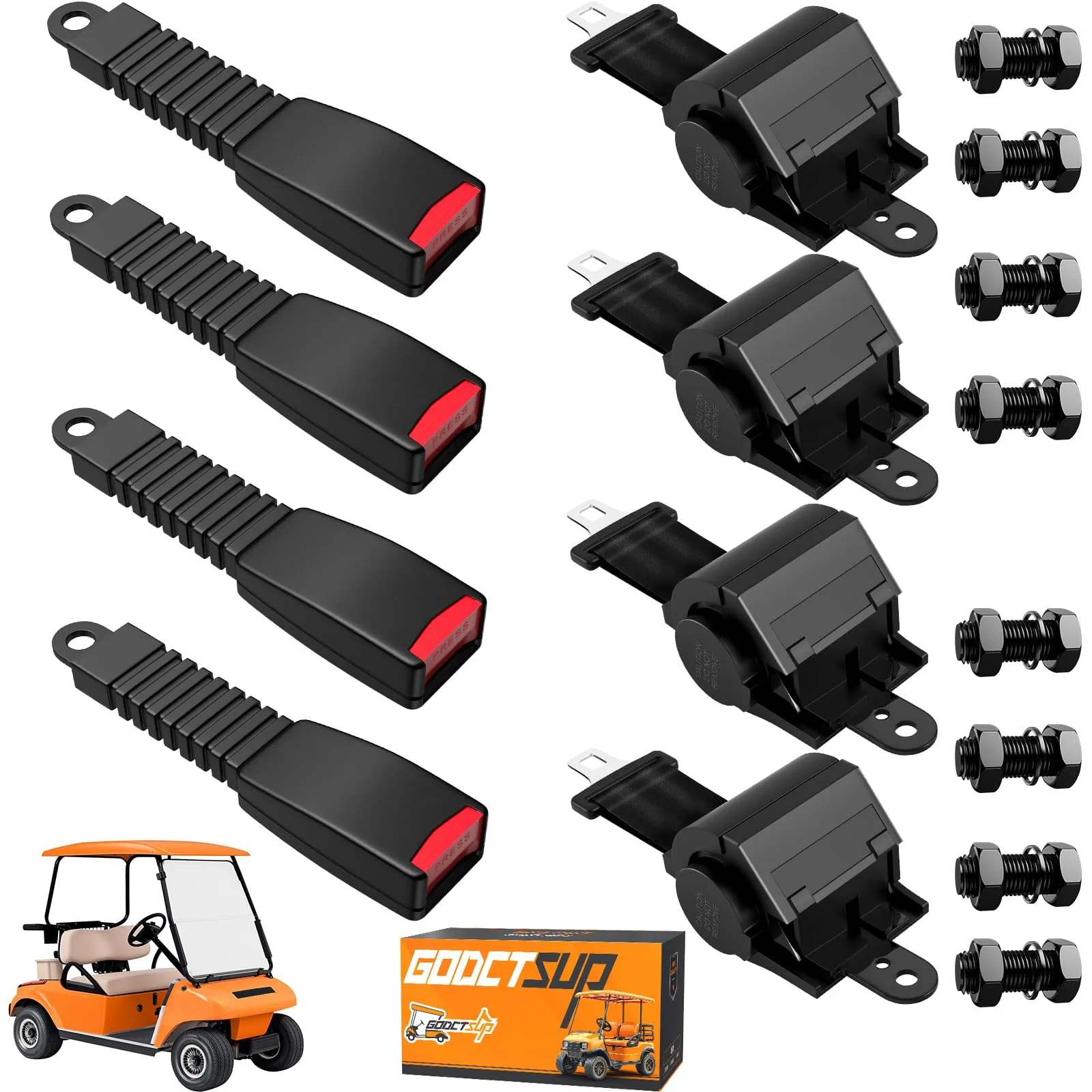 GODCTSUP 42-Inch Golf Cart Seat Belt Kit, 4-Piece
