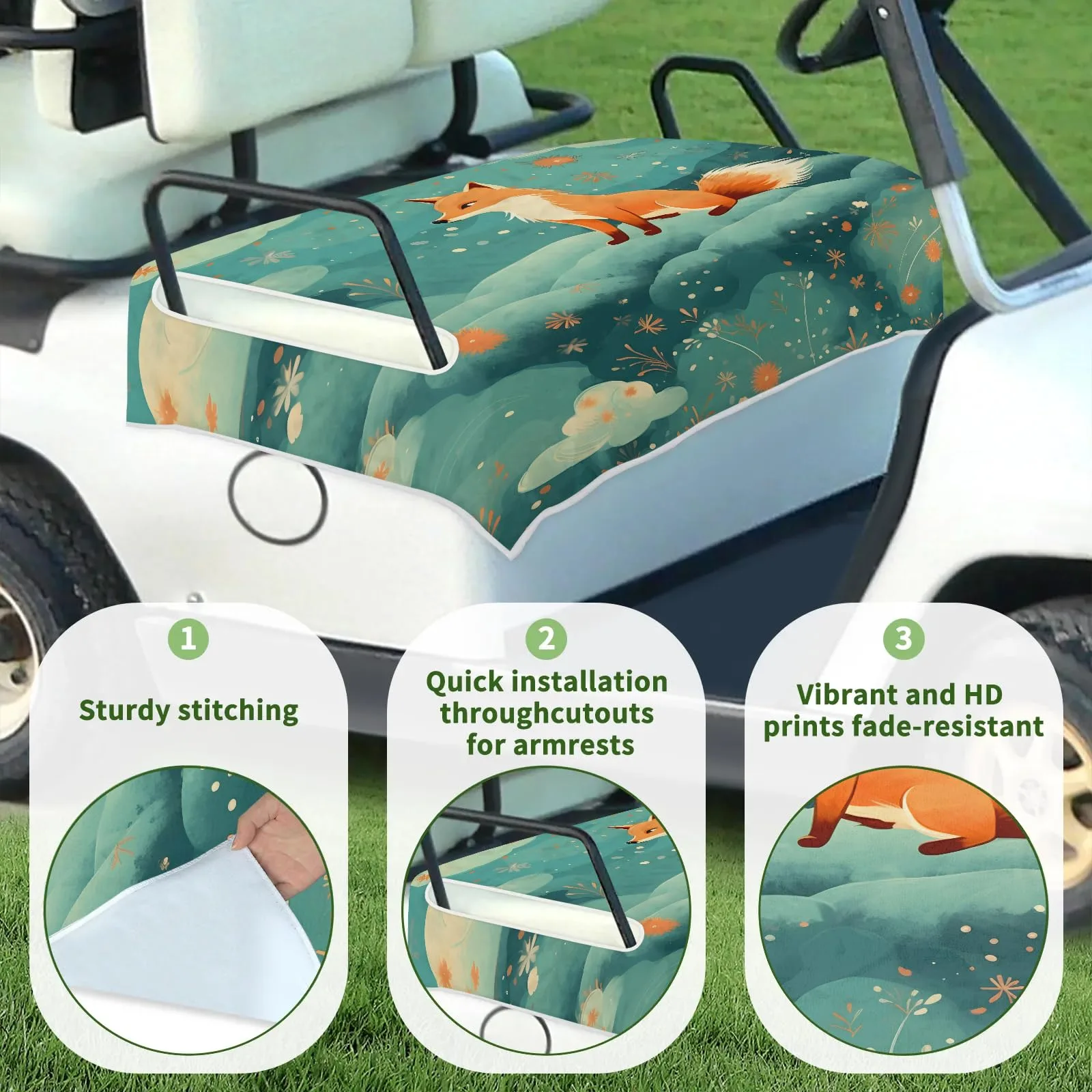 Tiveruda Golf Cart Seat Cover for Double Seats image 3