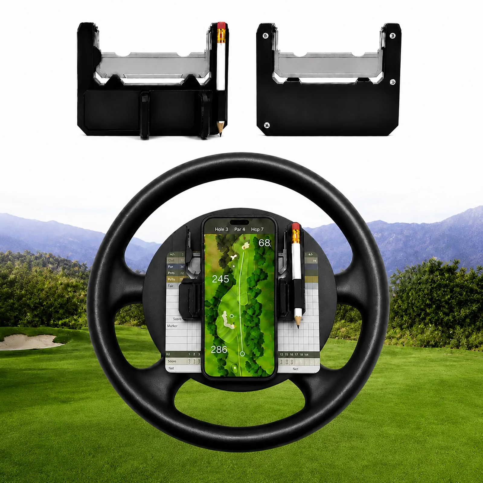 XINSTCO Golf Cart Steering Wheel Phone Mount