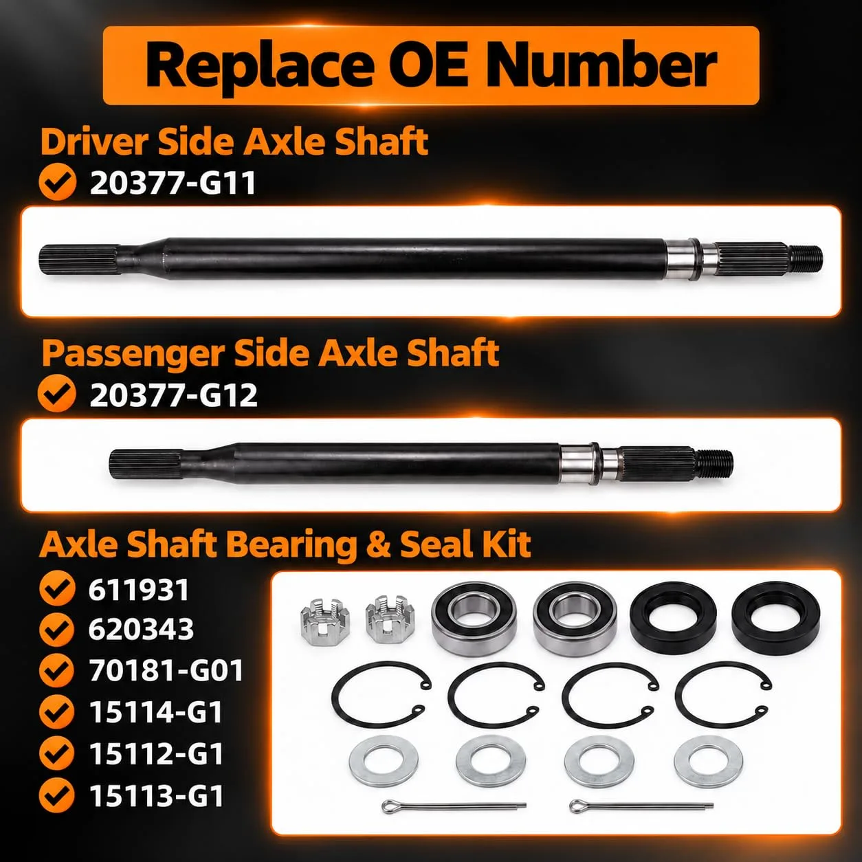 SIYOEN Rear Axle Shaft Kit for E-Z-GO TXT Medalist image 3