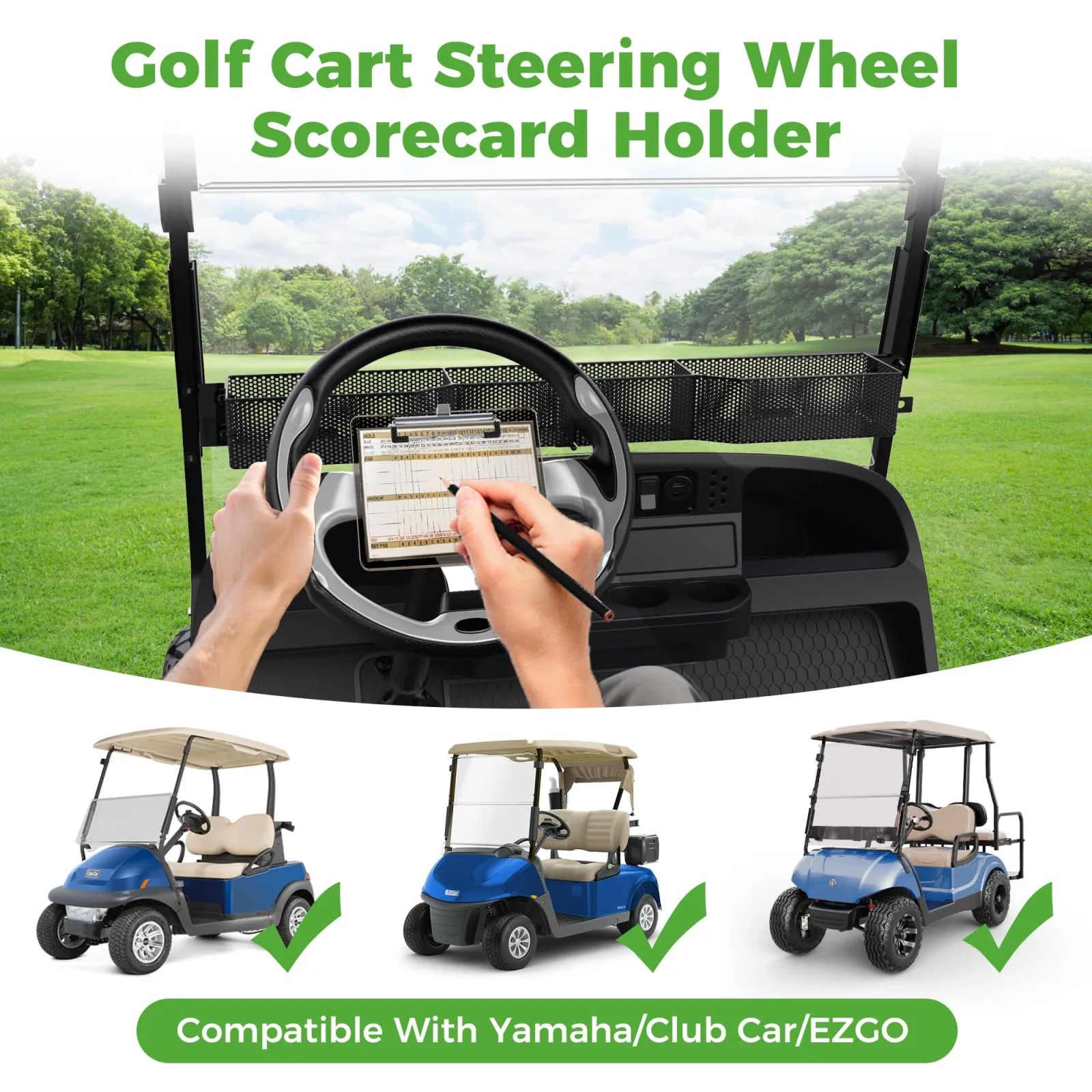 10L0L Golf Cart Steering Wheel Scorecard Holder image 4
