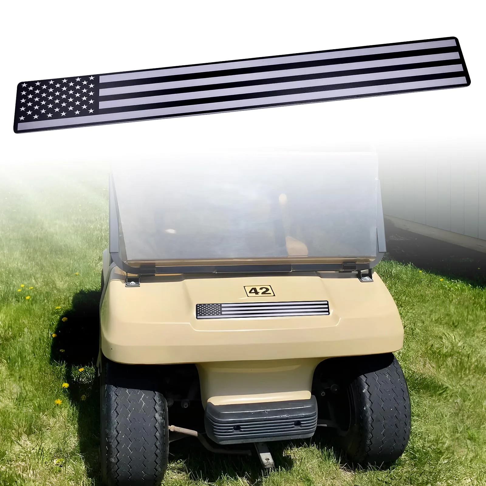 Alicatong Black & Grey Flag Name Plate for Club Car DS