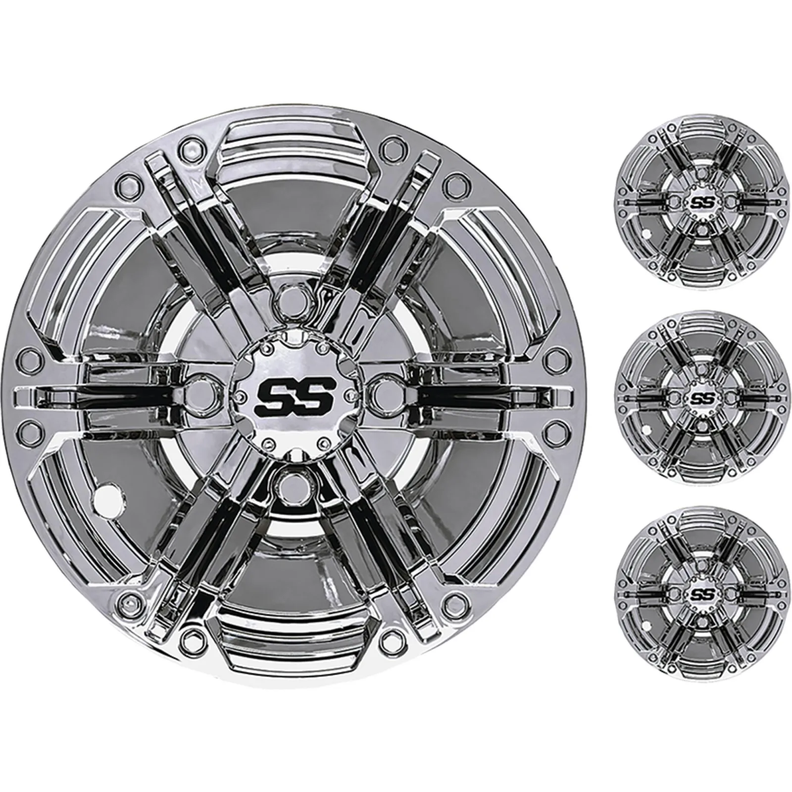 RHOX CAP-0061 Chrome Golf Cart Wheel Cover Set