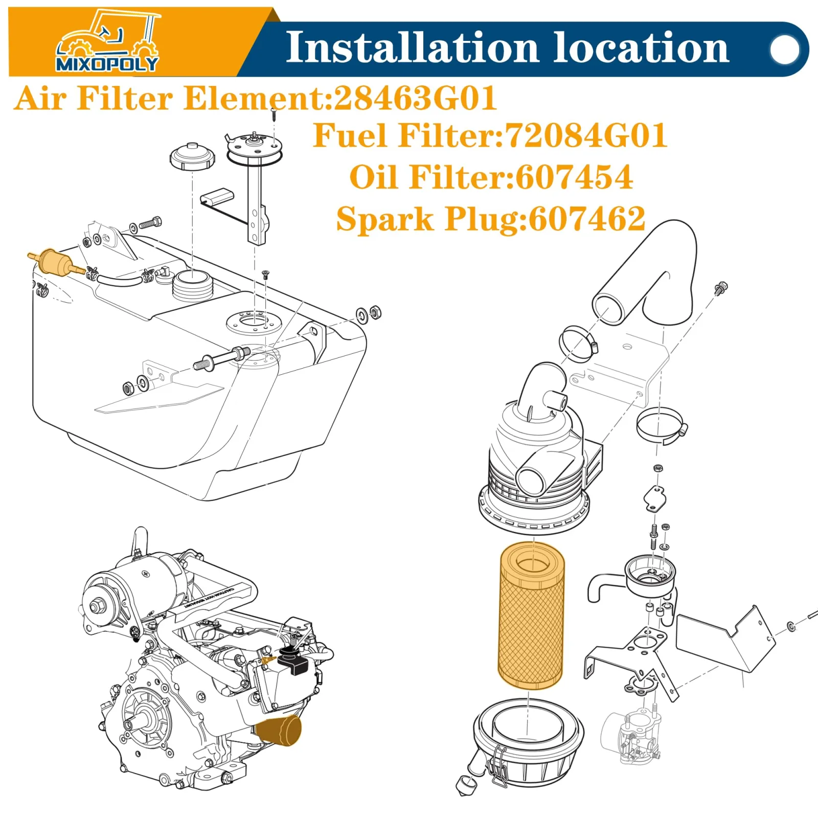 Mixopoly Tune-Up Kit for E-Z-GO RXV and TXT Gas Carts image 2