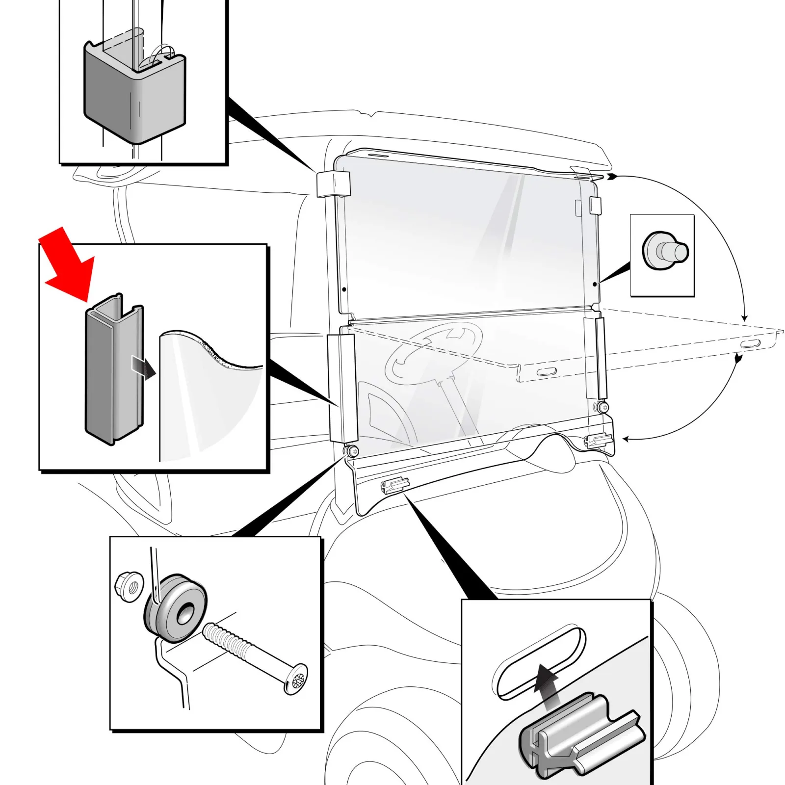 10L0L Windshield Sash Clips for E-Z-GO RXV 2008+ image 4