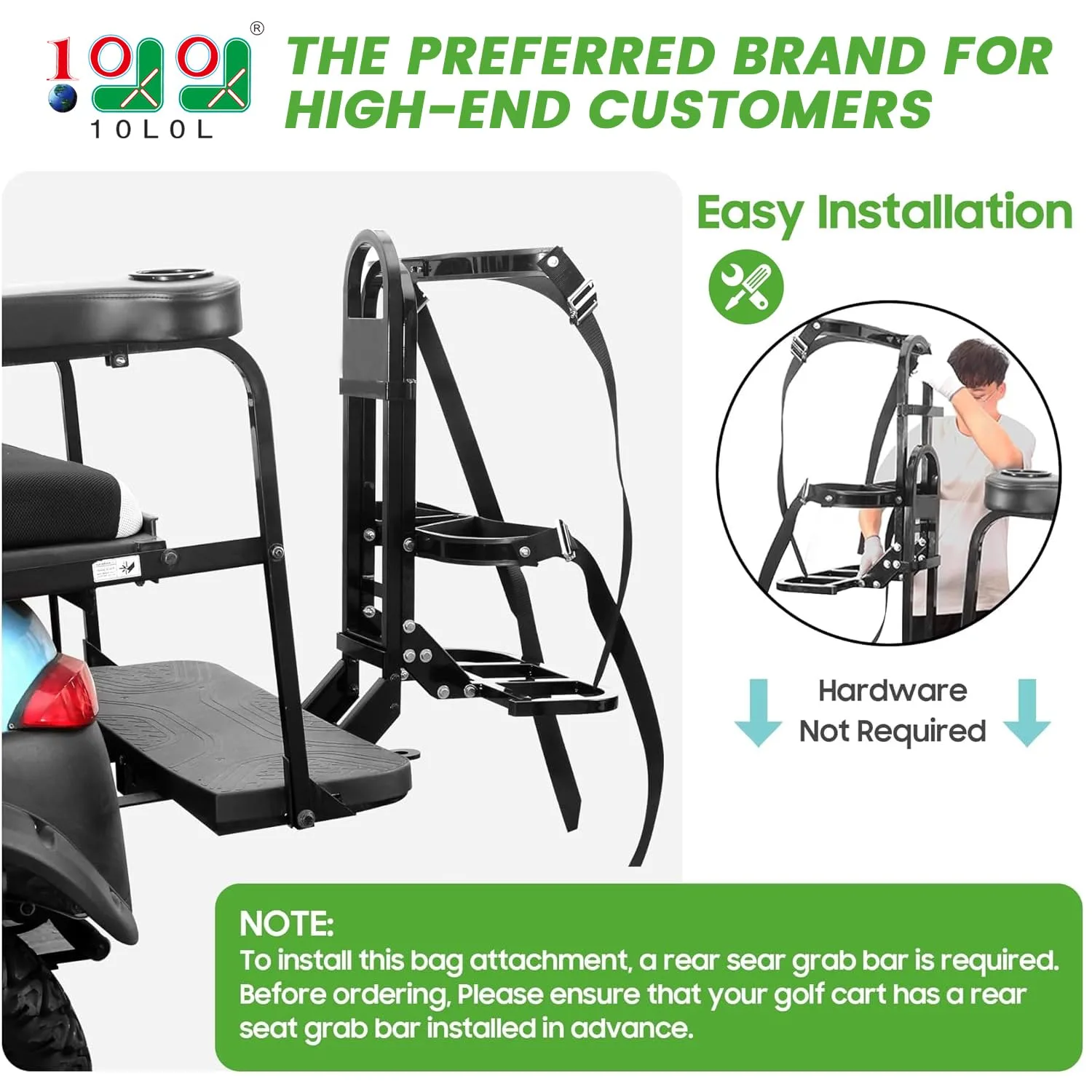 10L0L Golf Cart Bag Holder Rack Y190-B-DZ image 2