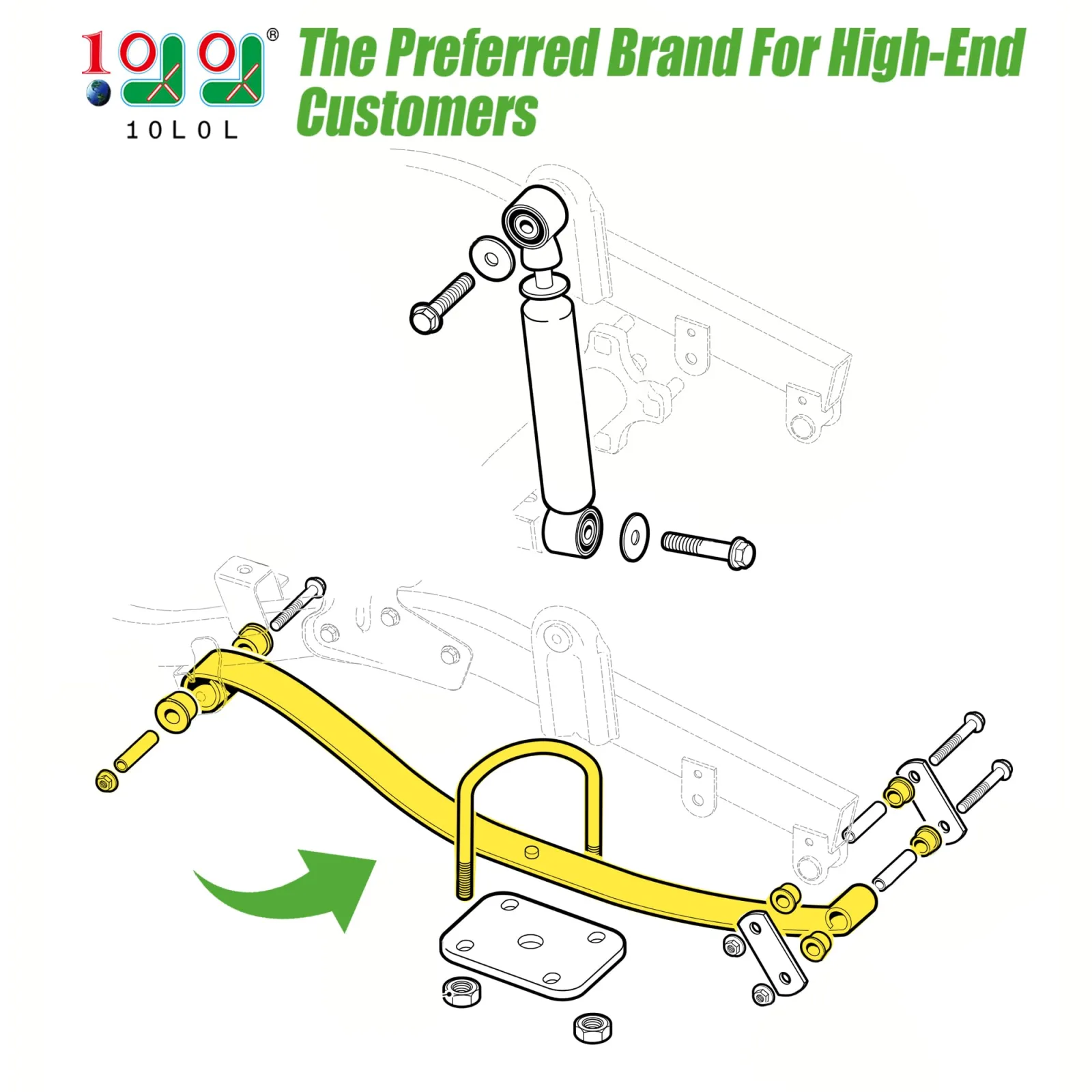 10L0L Rear 2-Leaf Tapered Leaf Spring Kit for E-Z-GO RXV (2008-2013) image 2