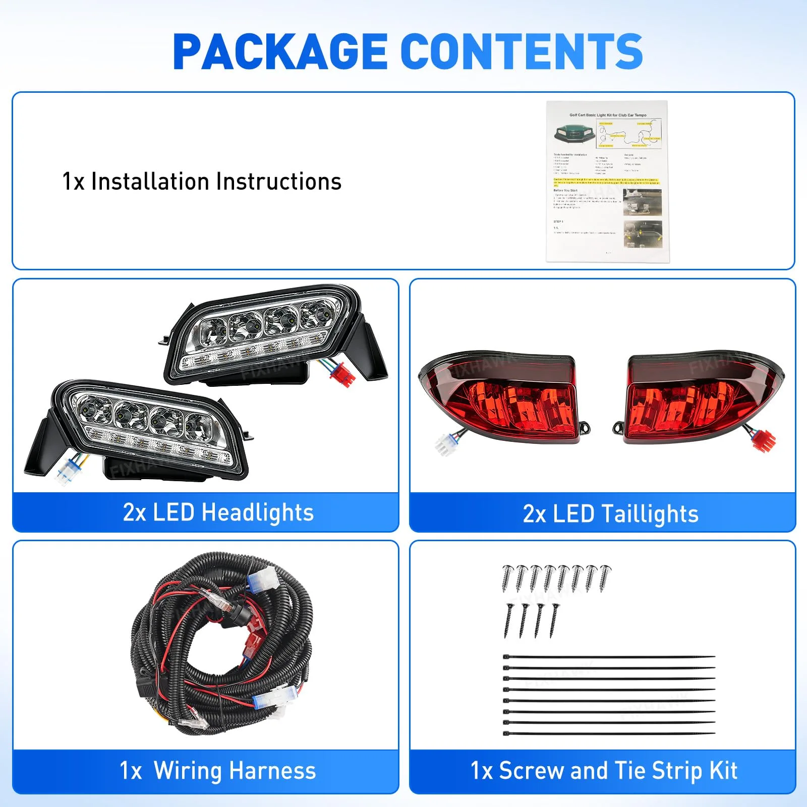 FIXHAWK LED Light Kit for Club Car Tempo Golf Cart image 2