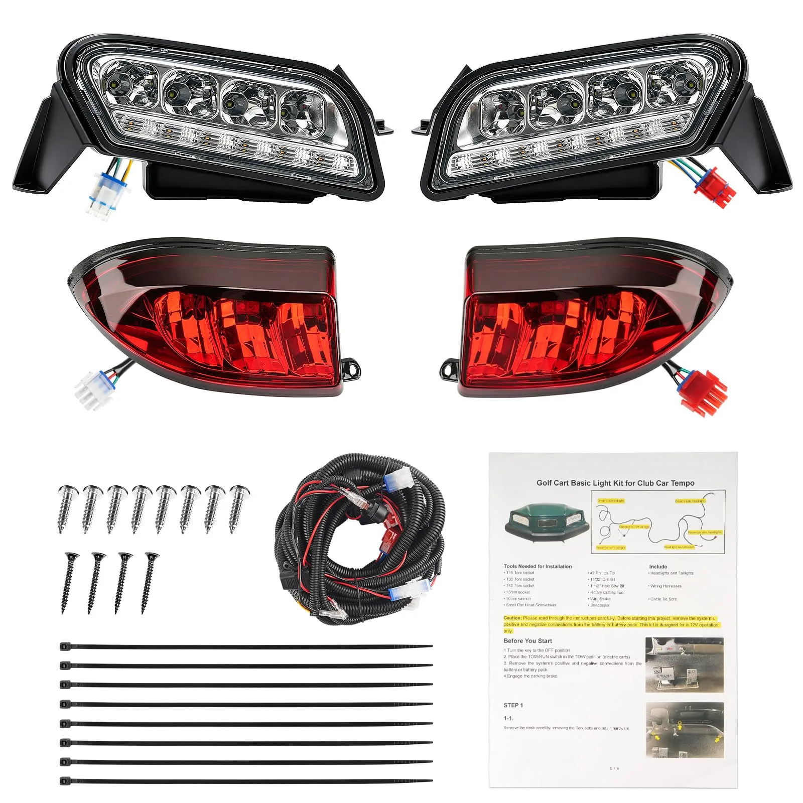FIXHAWK LED Light Kit for Club Car Tempo Golf Cart