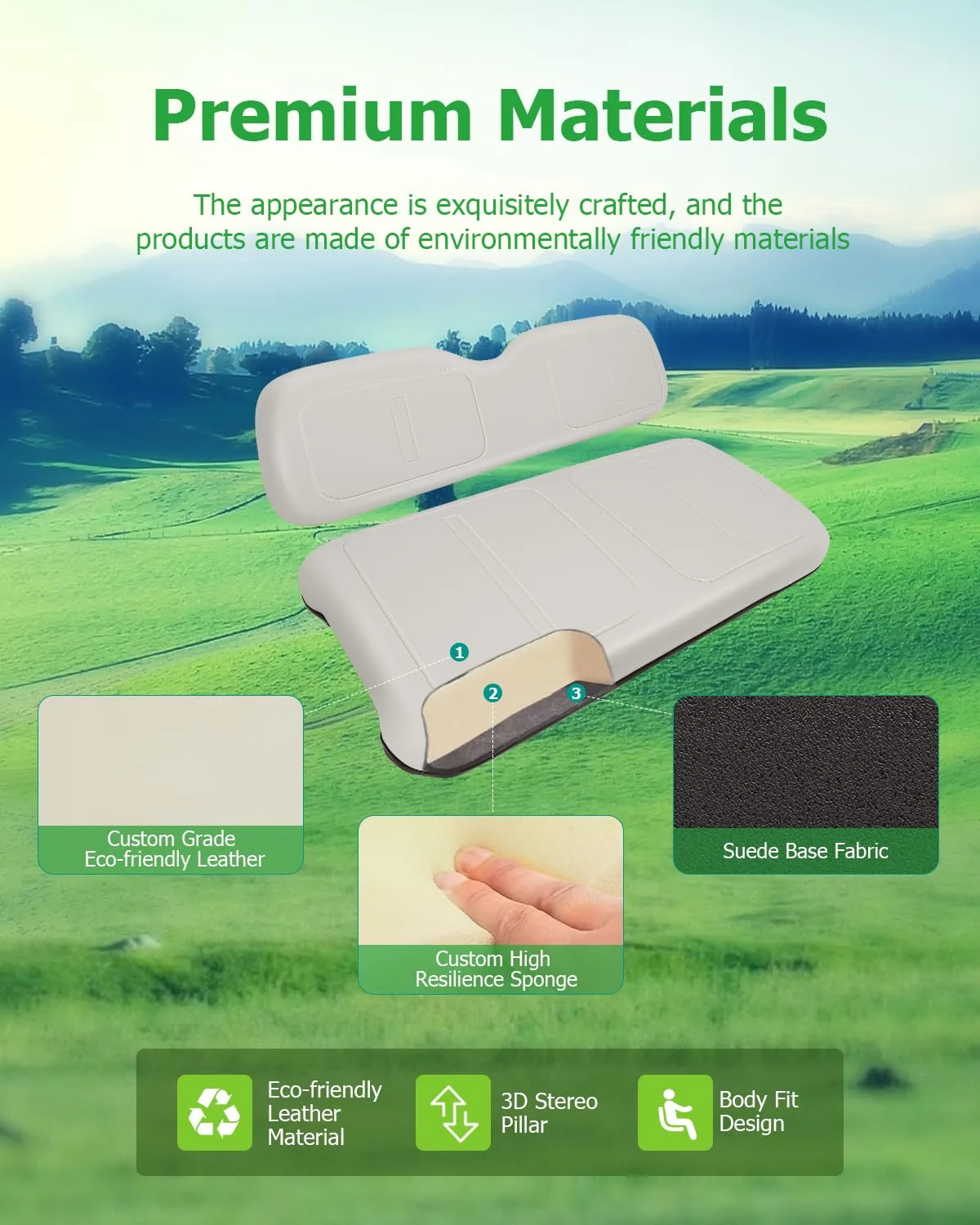 ILVGOLF Front Seat Cushions for E-Z-GO TXT 1994-2013 image 4