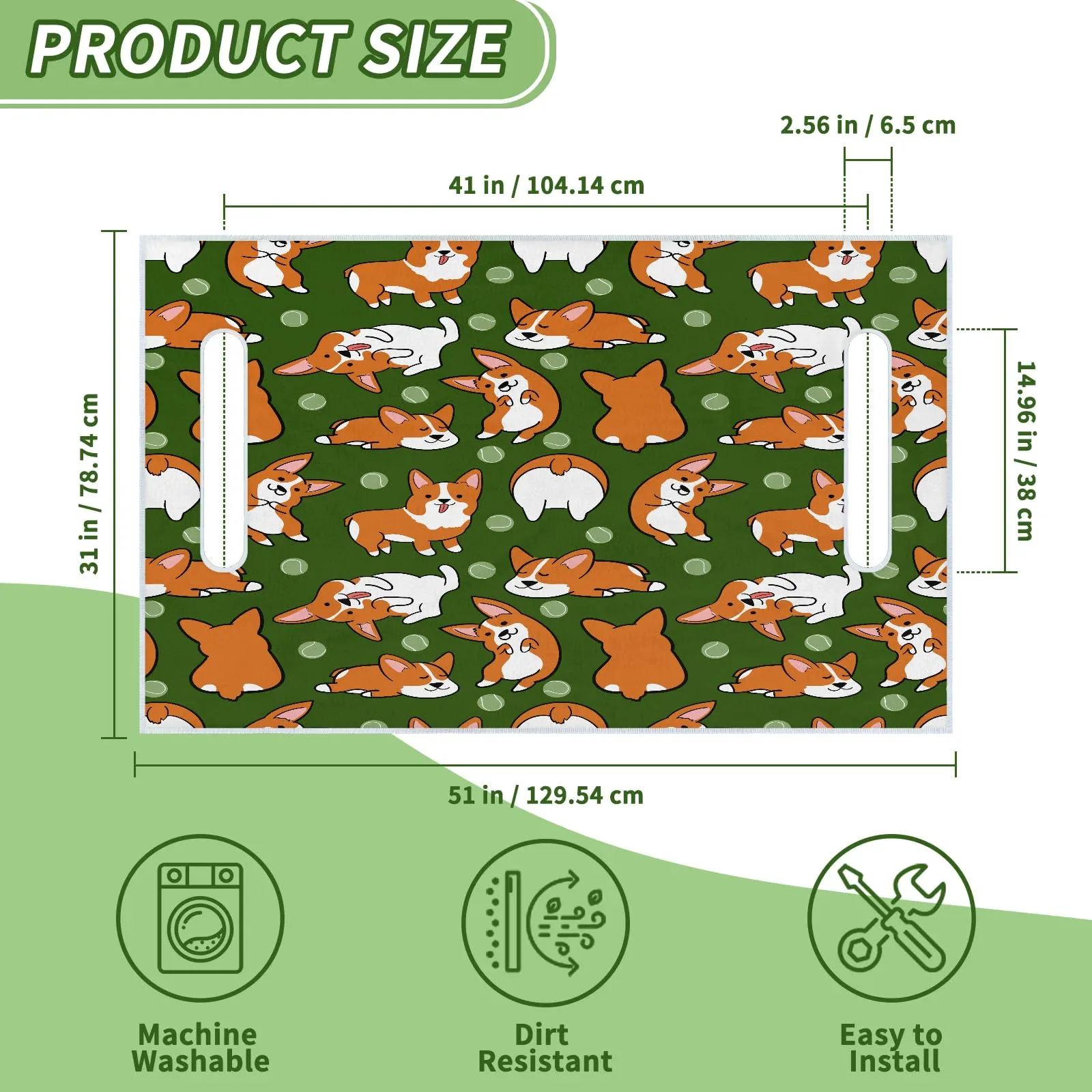 Tiveruda Cute Corgis Golf Cart Seat Cover, 51 x 31 in image 2