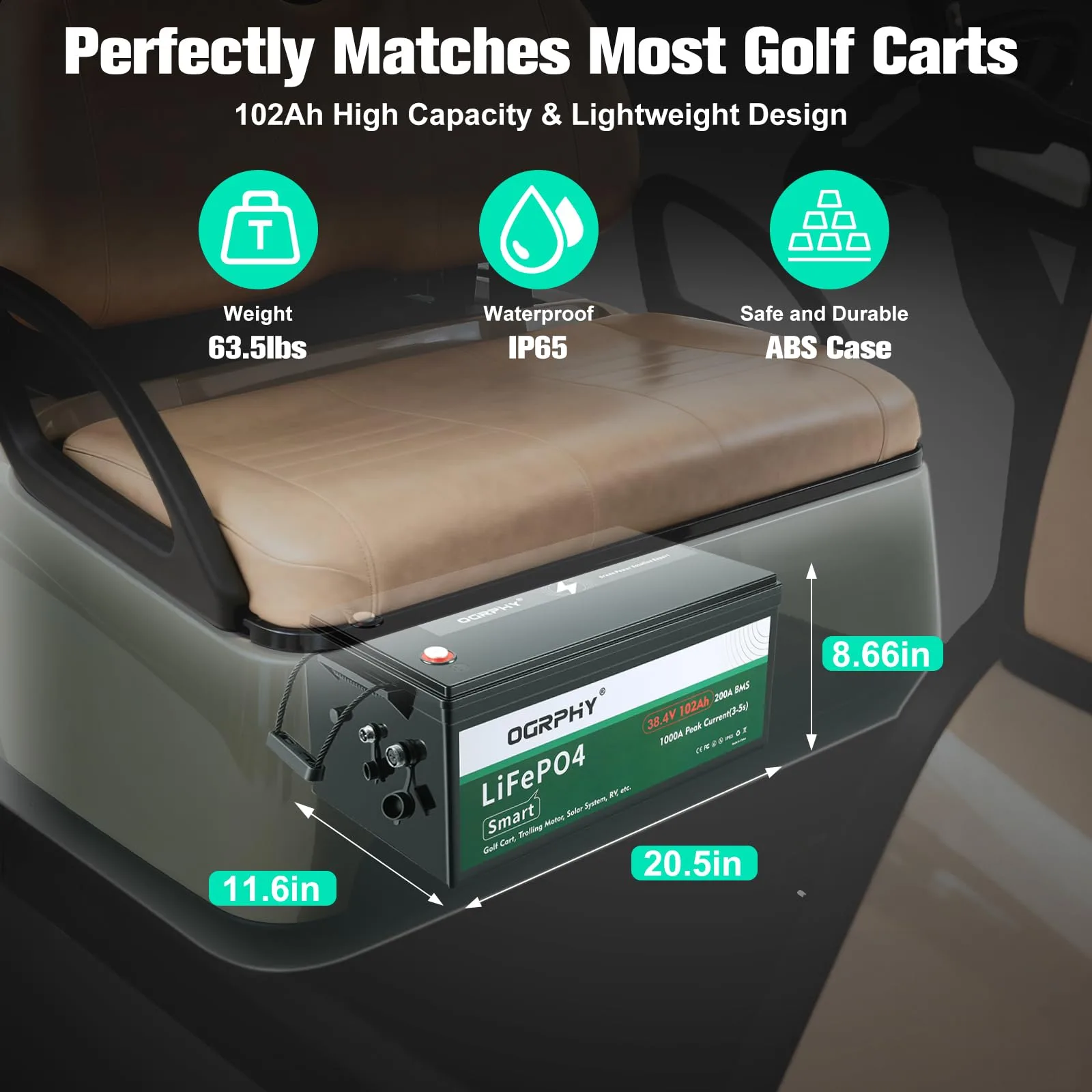 OGRPHY LAF36102 36V 102Ah Lithium Golf Cart Battery Kit image 3