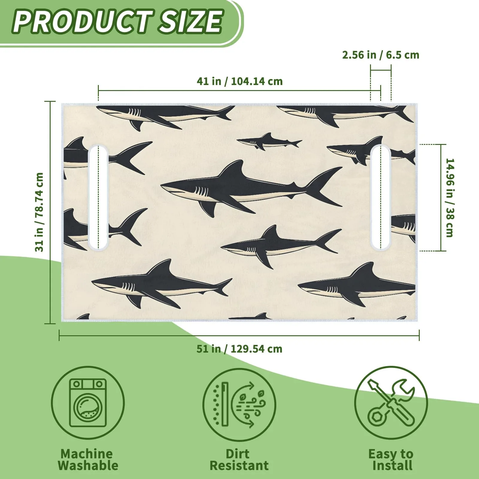 Tiveruda Ocean Sharks Golf Cart Seat Cover 51 x 31 in image 2