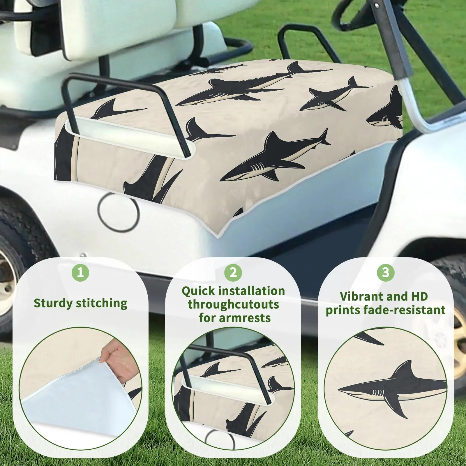 Tiveruda Ocean Sharks Golf Cart Seat Cover 51 x 31 in image 3