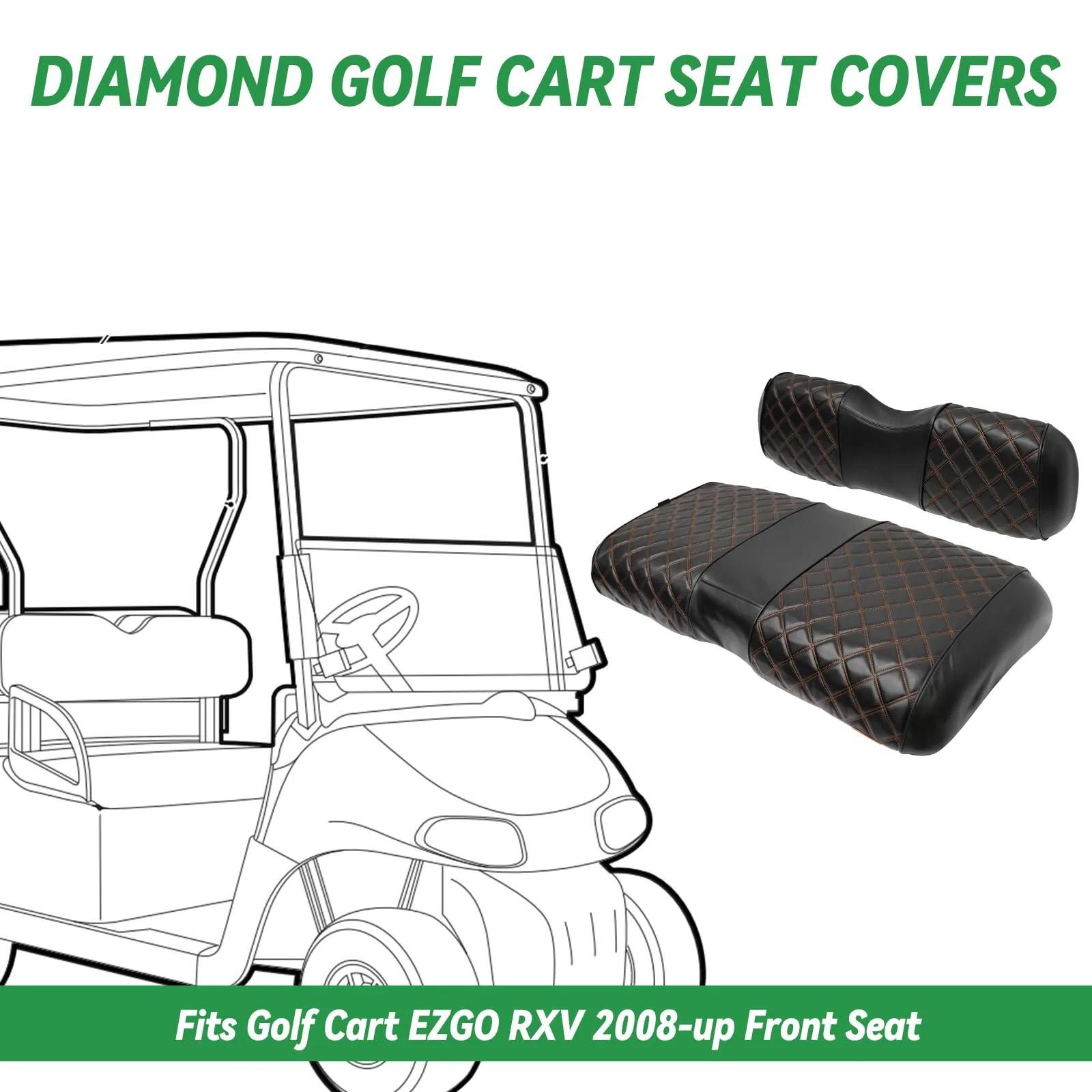 XUANYUDG0769 E-Z-GO RXV Front Seat Cover Black image 2
