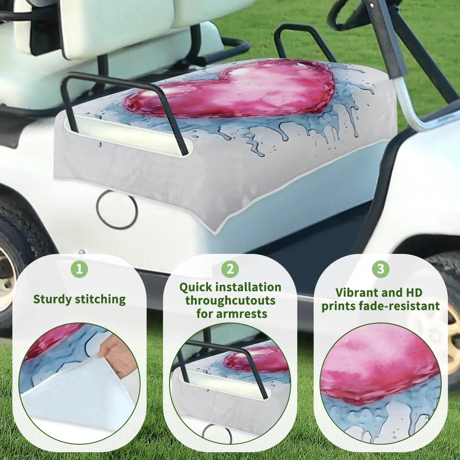 Tiveruda Romantic Love Heart Golf Cart Seat Cover image 3