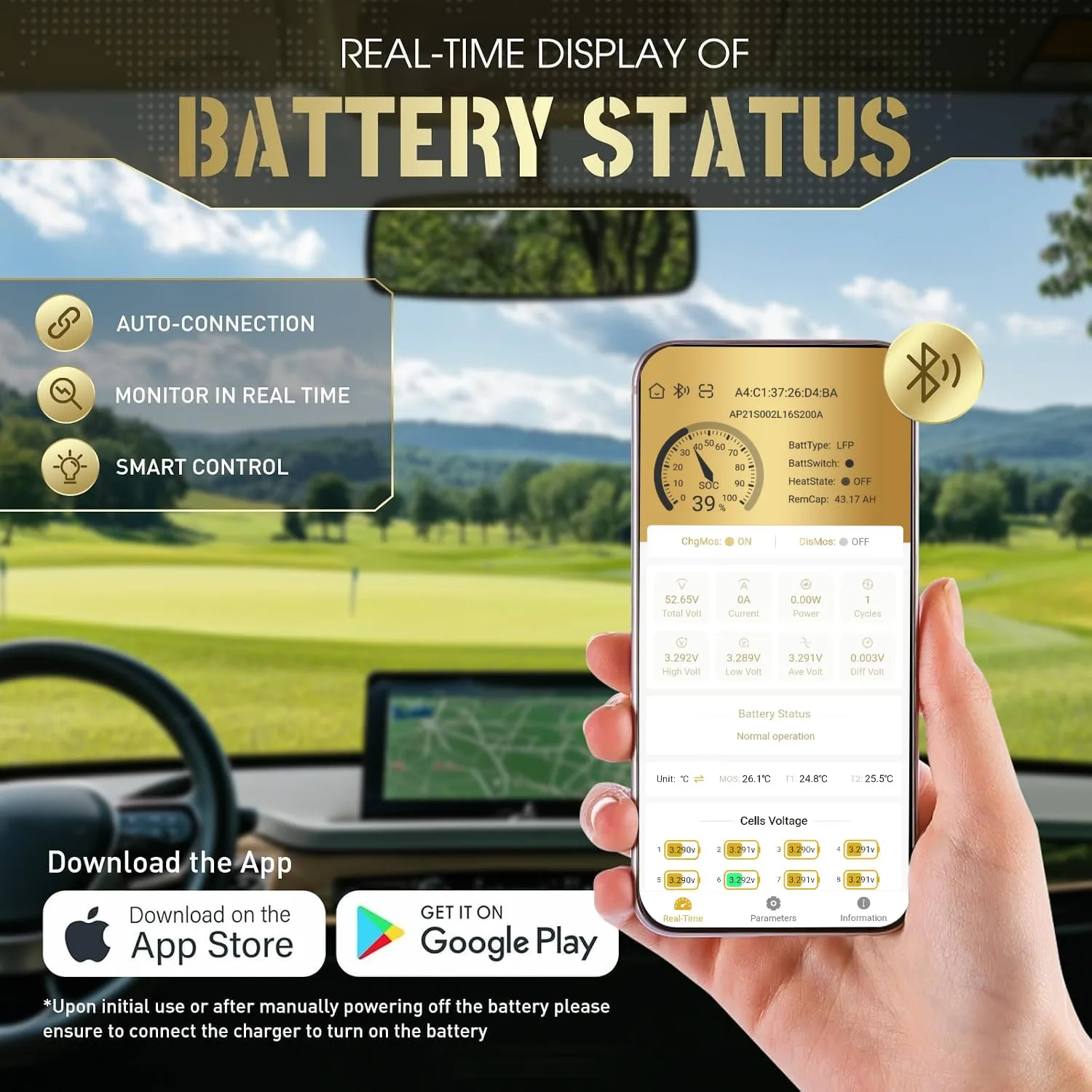 PUPVWMHB 36V 105Ah LiFePO4 Golf Cart Battery image 4