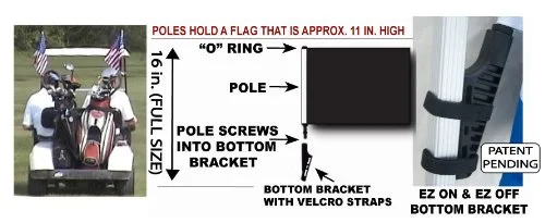 SSP Flags Black Golf Cart Flag with EZ On & Off Bracket image 2