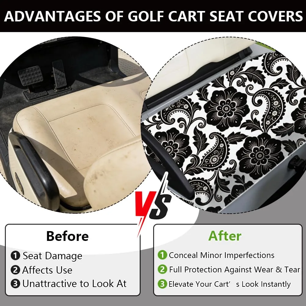 TNKBREEZE Vintage Flower Golf Cart Seat Cover image 3