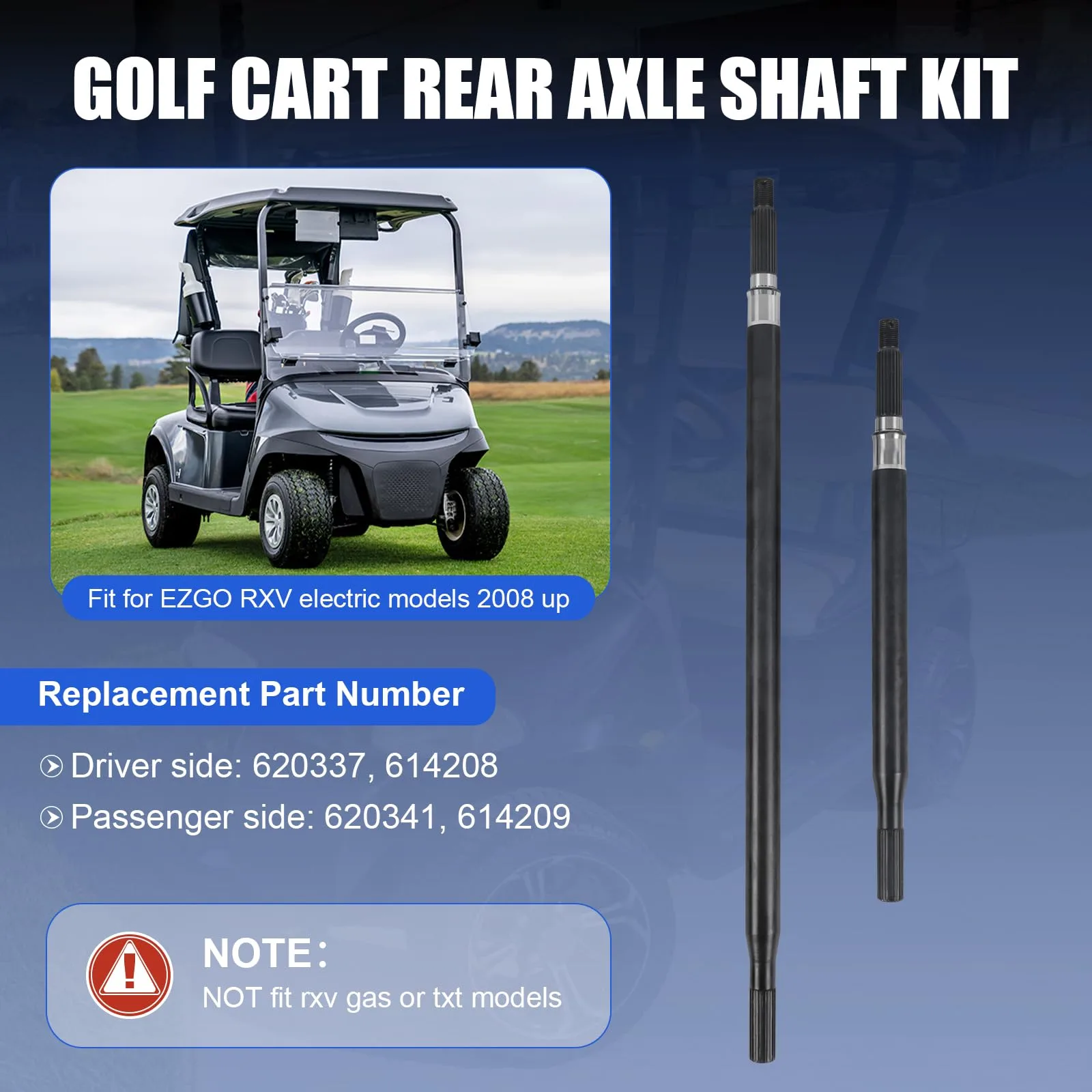 RALZAOTO Rear Axle Shaft Kit for E-Z-GO RXV 2008+ (Driver & Passenger) image 3
