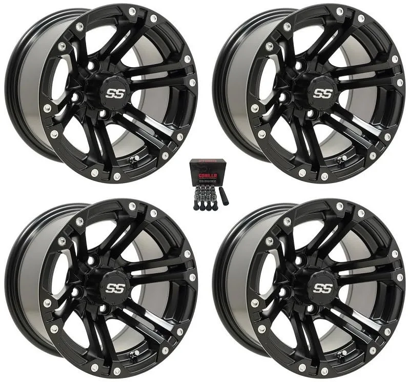 GTW Specter 14-Inch Matte Black Golf Cart Wheel Set
