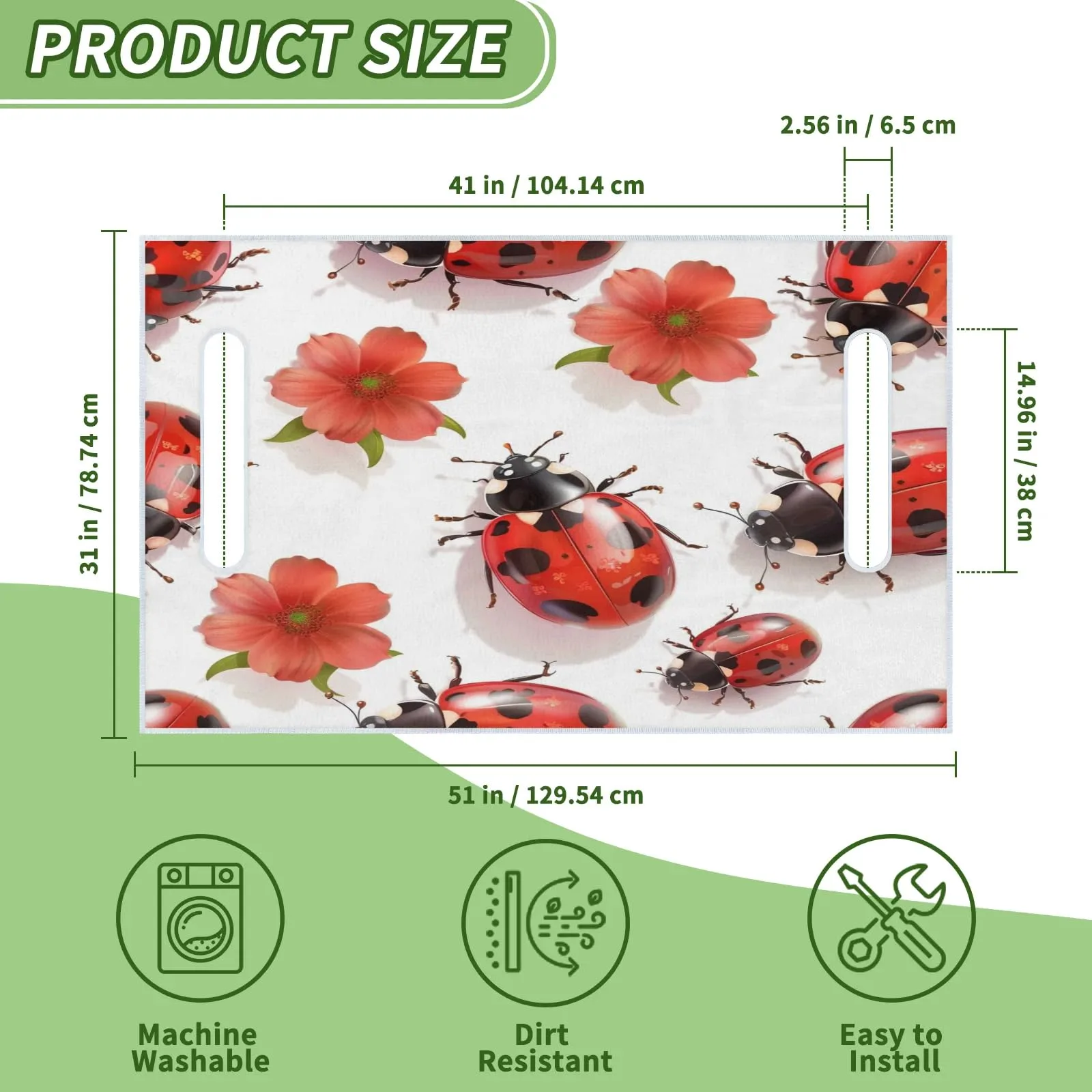 Tiveruda 51" x 31" Cute Ladybirds Universal Golf Cart Seat Cover image 2