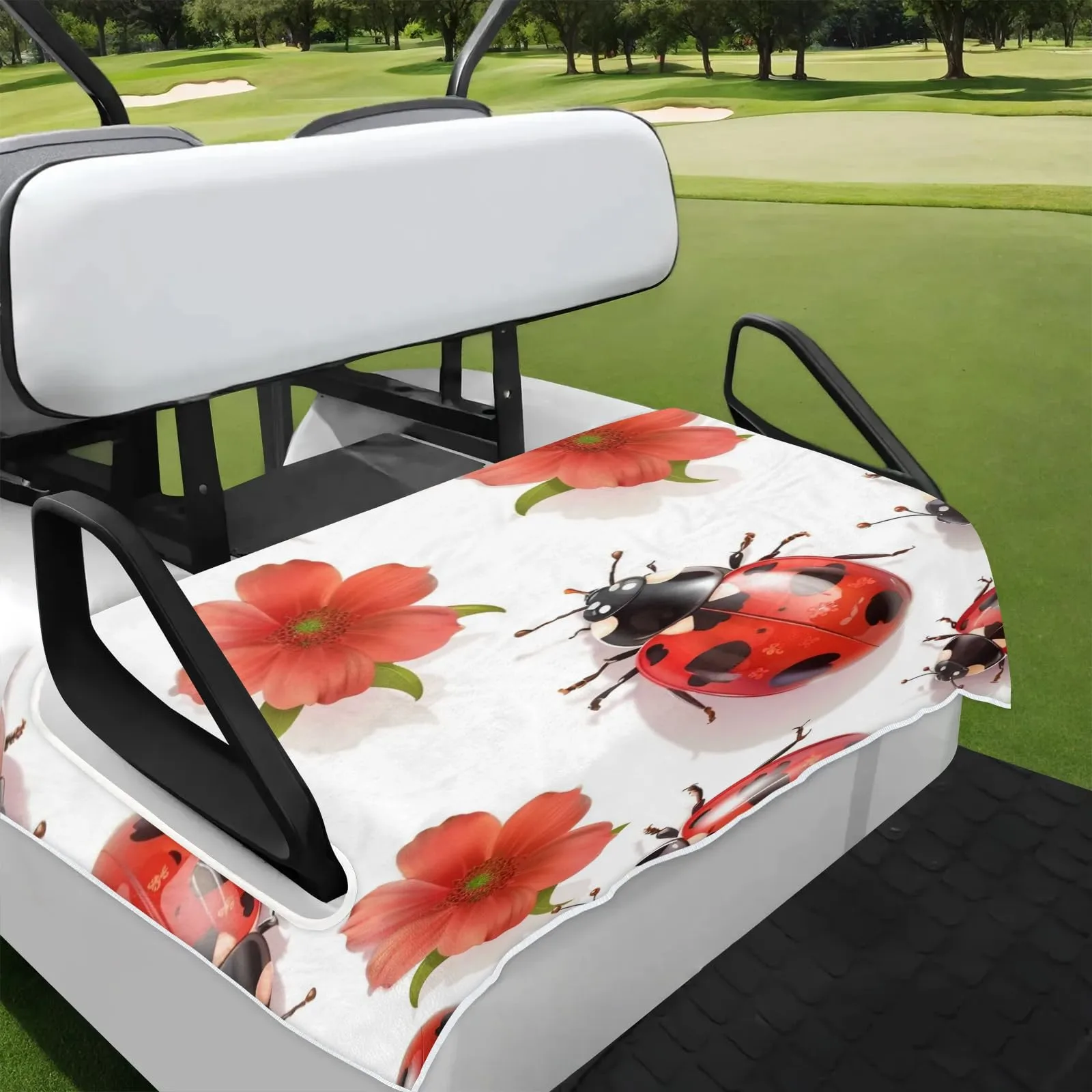 Tiveruda 51" x 31" Cute Ladybirds Universal Golf Cart Seat Cover