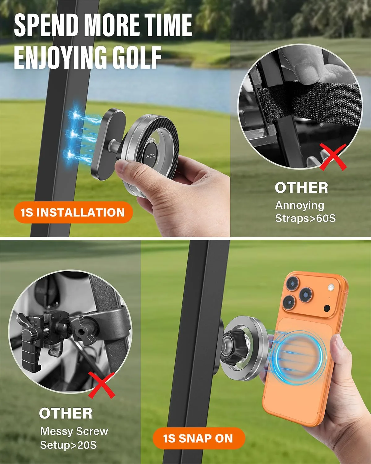 A2C Magnetic Golf Cart Phone Holder M12-M06X(GOLF) image 3