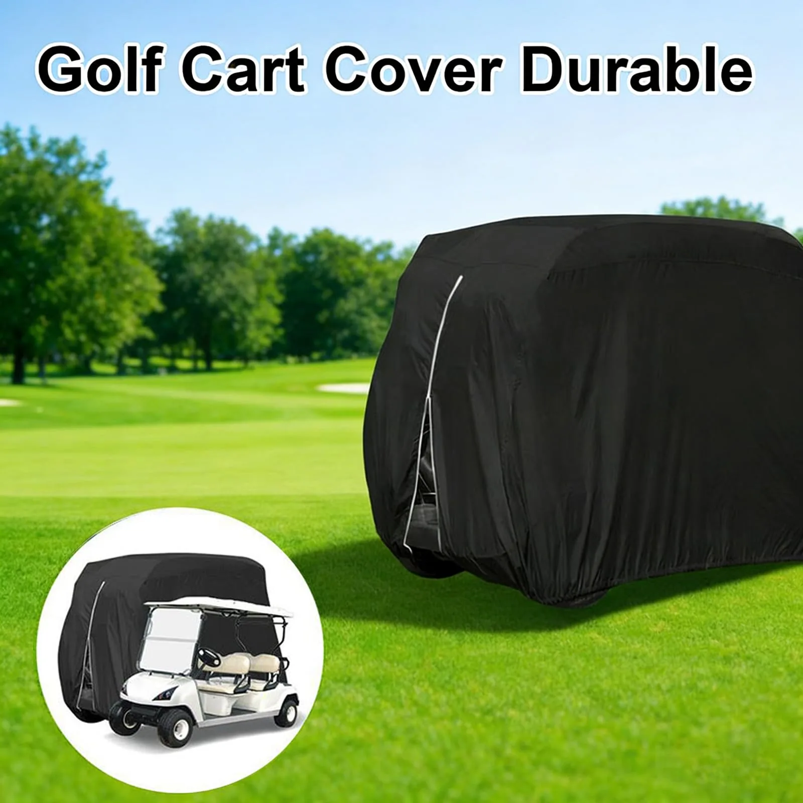 Heavy-Duty Golf Cart Cover for Polaris/GEM GEM e4 2000s-pr, Water Resistant All-Weather Protection, Golf Cart Protective Cover Garage image 2