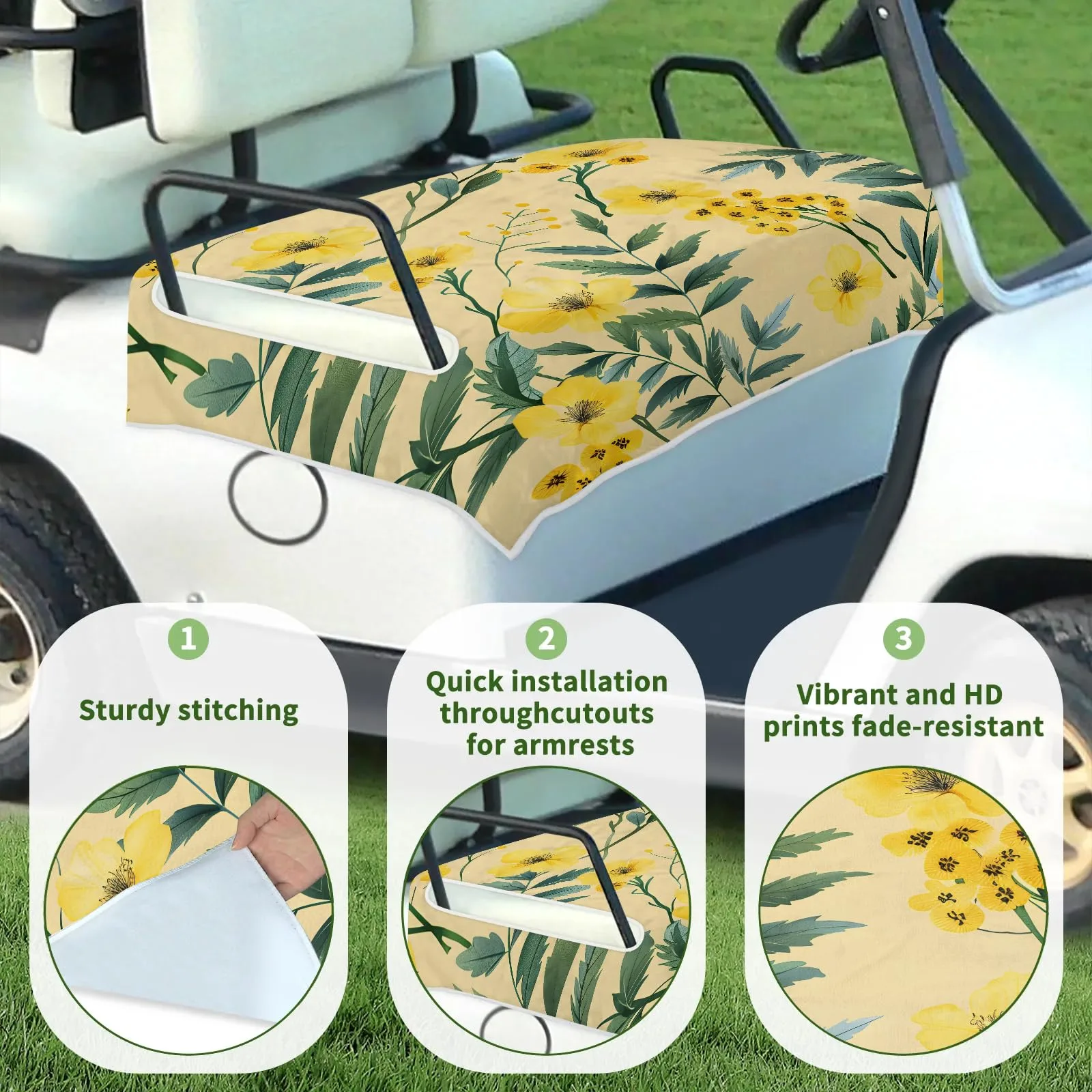 Tiveruda Golf Cart Seat Cover Blanket for Double Seats image 3
