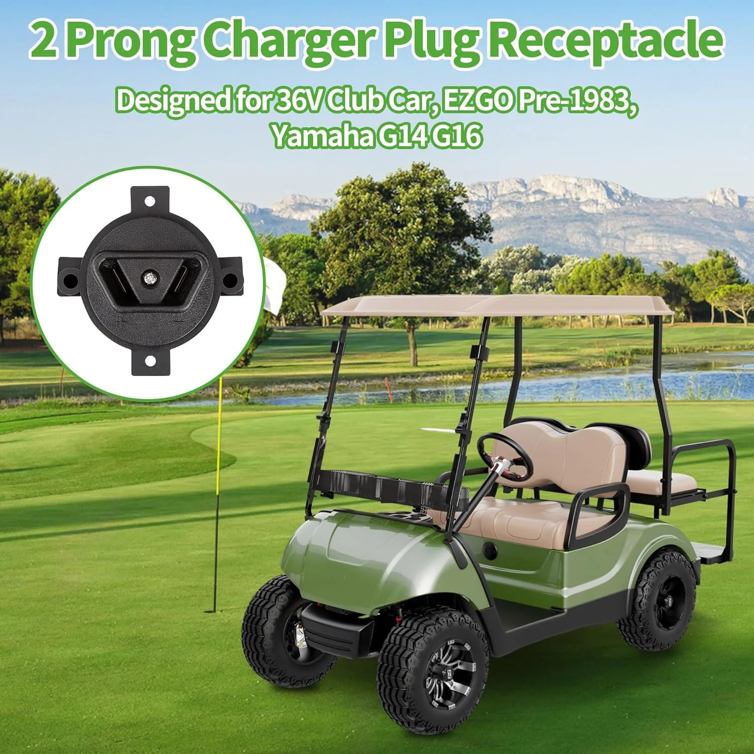 10L0L 36V Golf Cart 2-Prong Charger Receptacle image 3
