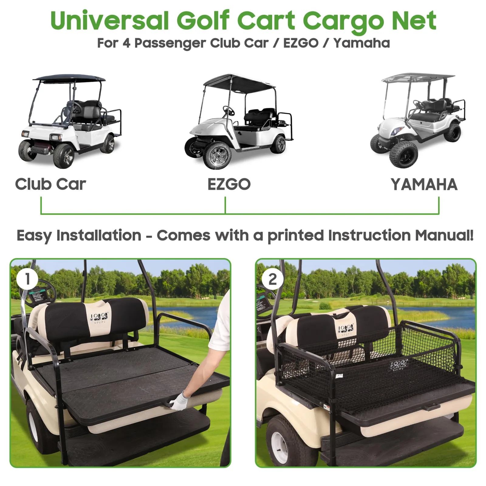 10L0L GLF-NET Golf Cart Cargo Net, 165L Black image 2