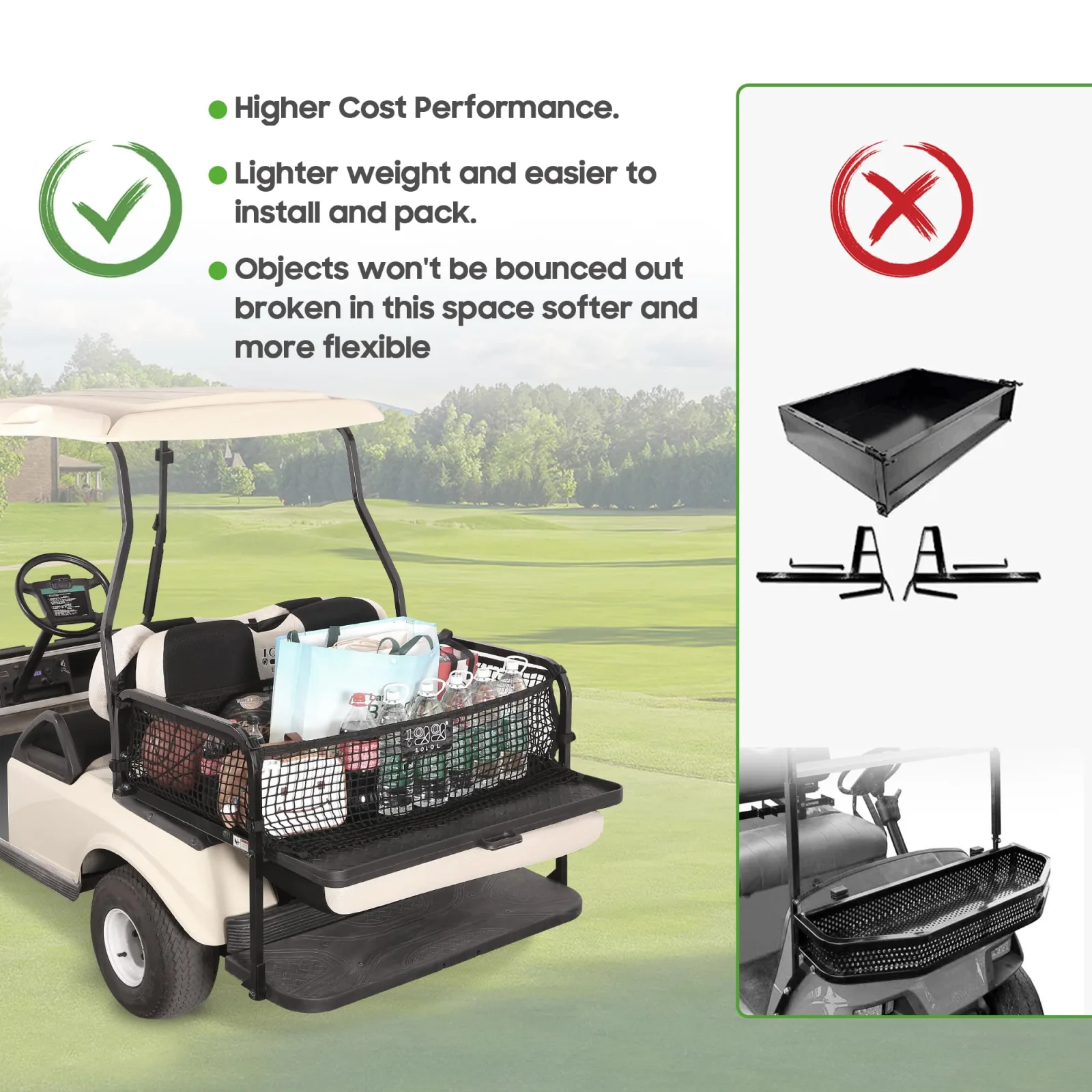 10L0L GLF-NET Golf Cart Cargo Net, 165L Black image 4