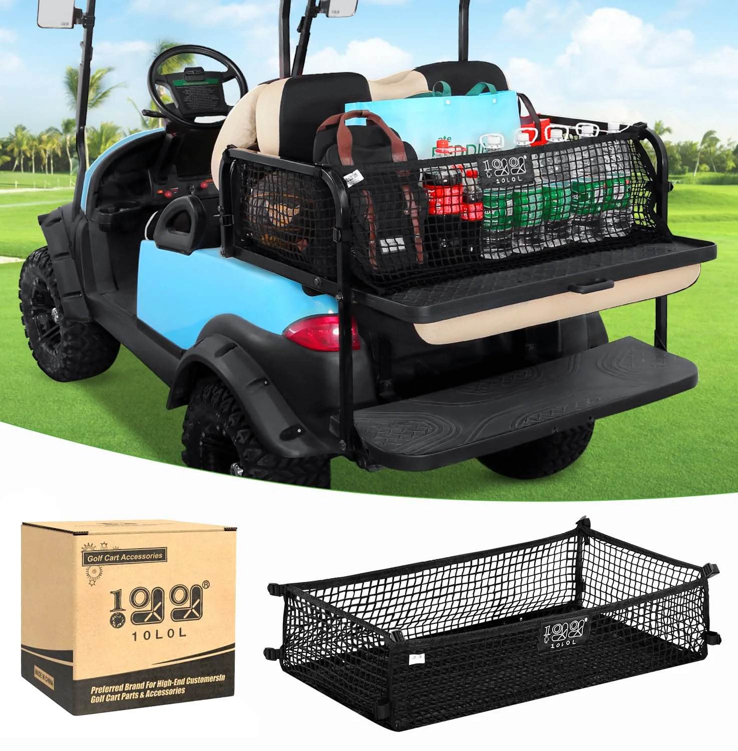 10L0L GLF-NET Golf Cart Cargo Net, 165L Black