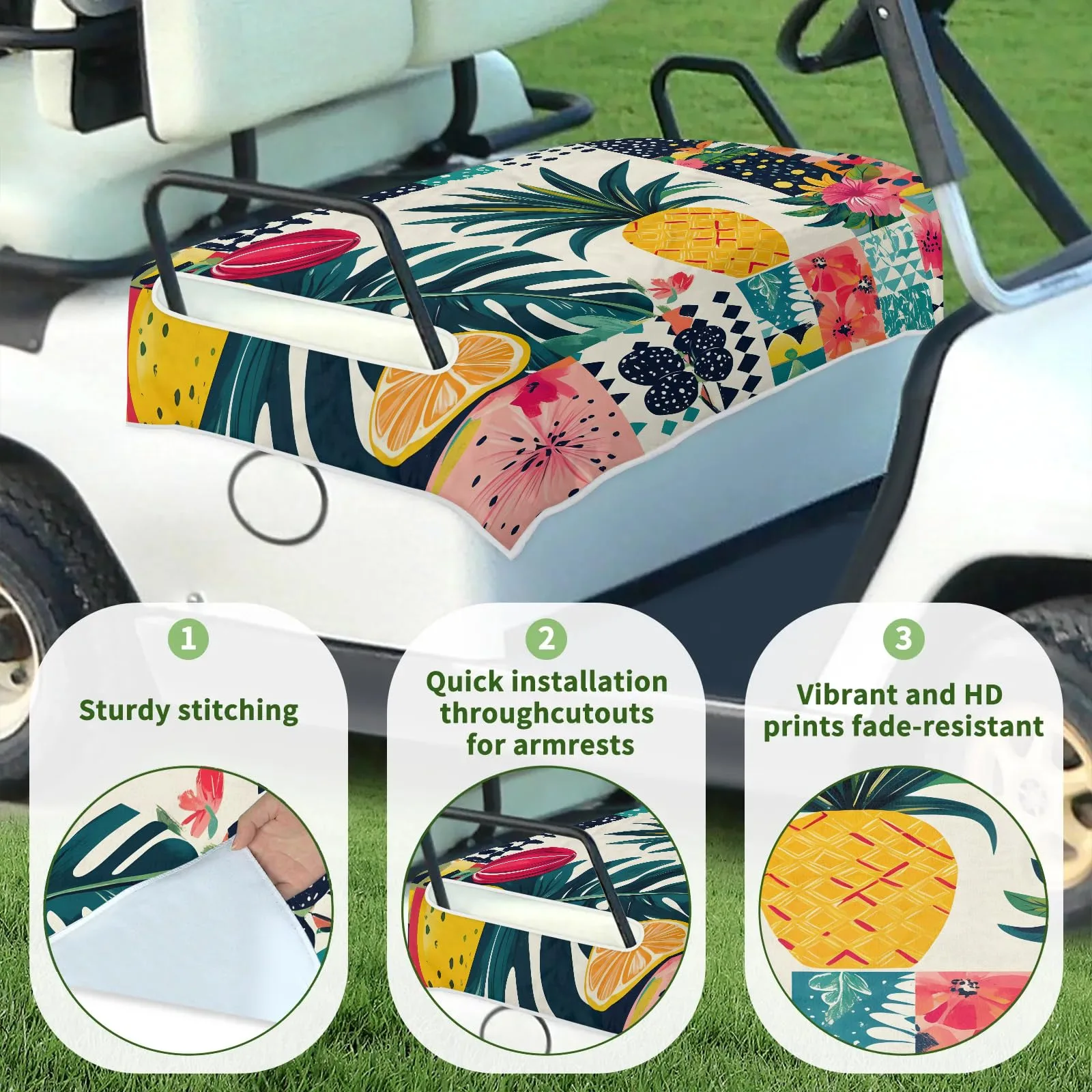 Tiveruda Tropical Pineapple Golf Cart Seat Cover image 3