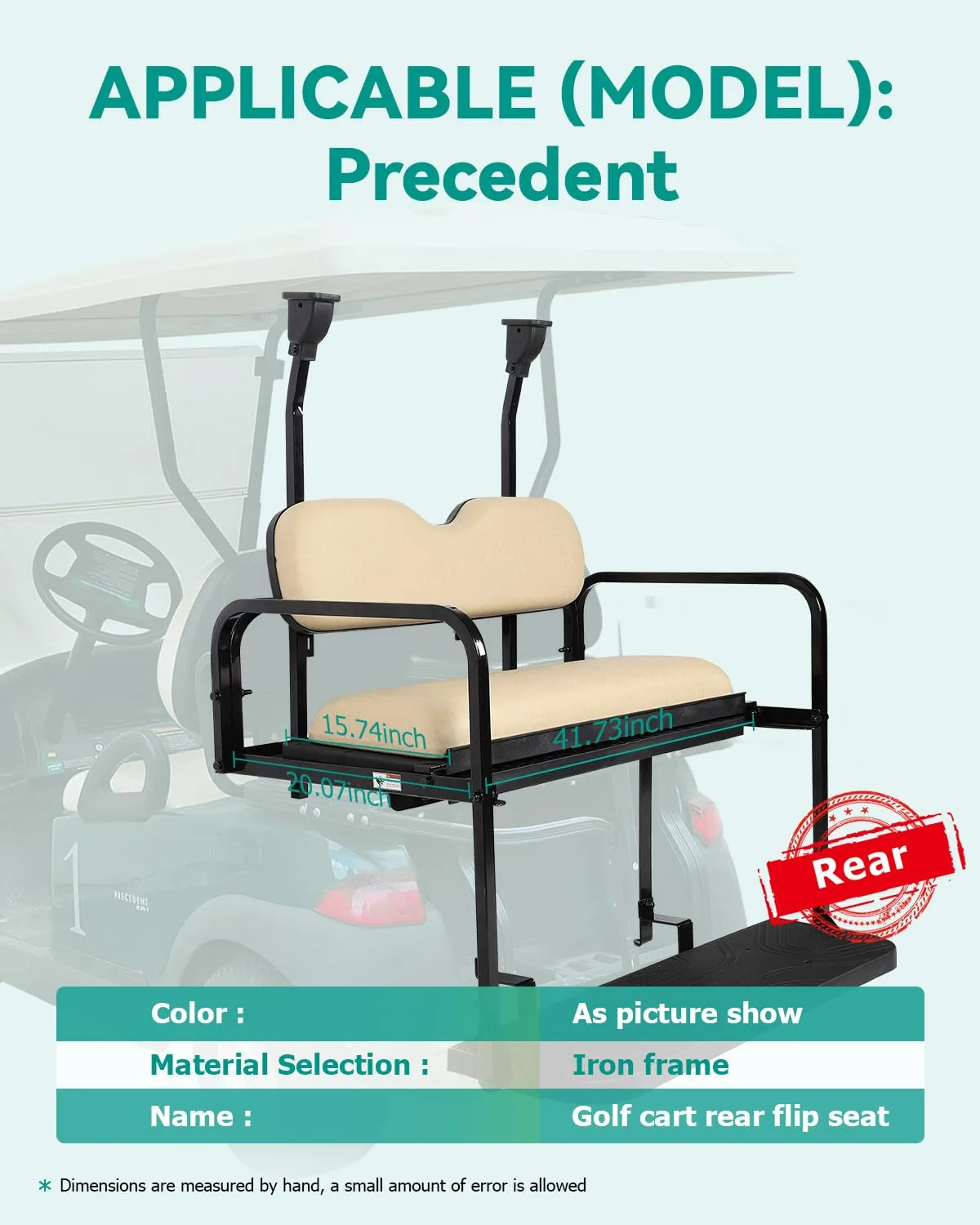 ILVGOLF Rear Flip Bench Seat for Club Car Precedent image 2