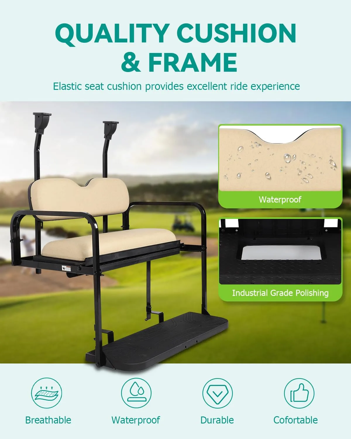 ILVGOLF Rear Flip Bench Seat for Club Car Precedent image 4