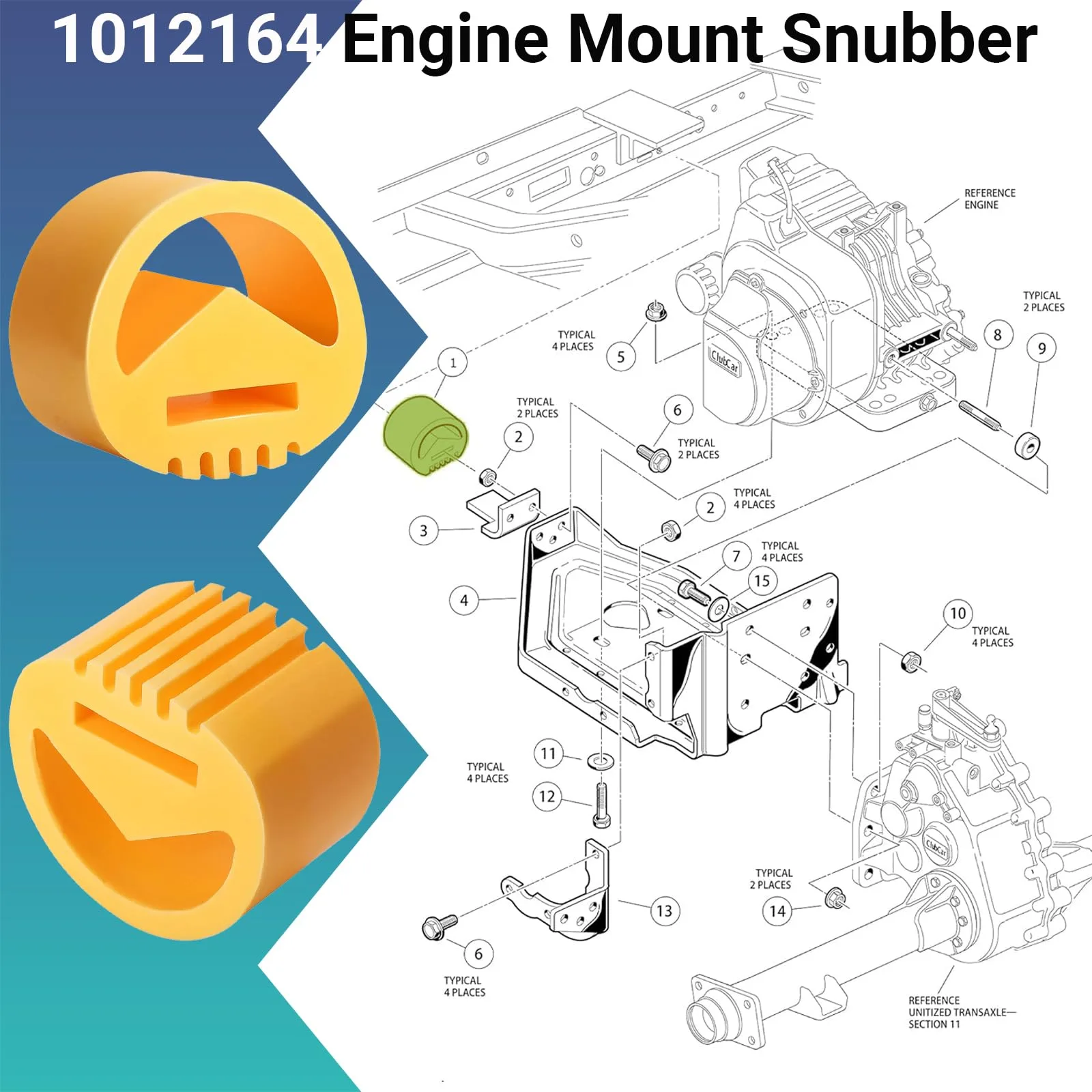 ShengBaiYang 1012164 Engine Snubber for Club Car Gas Carts image 3