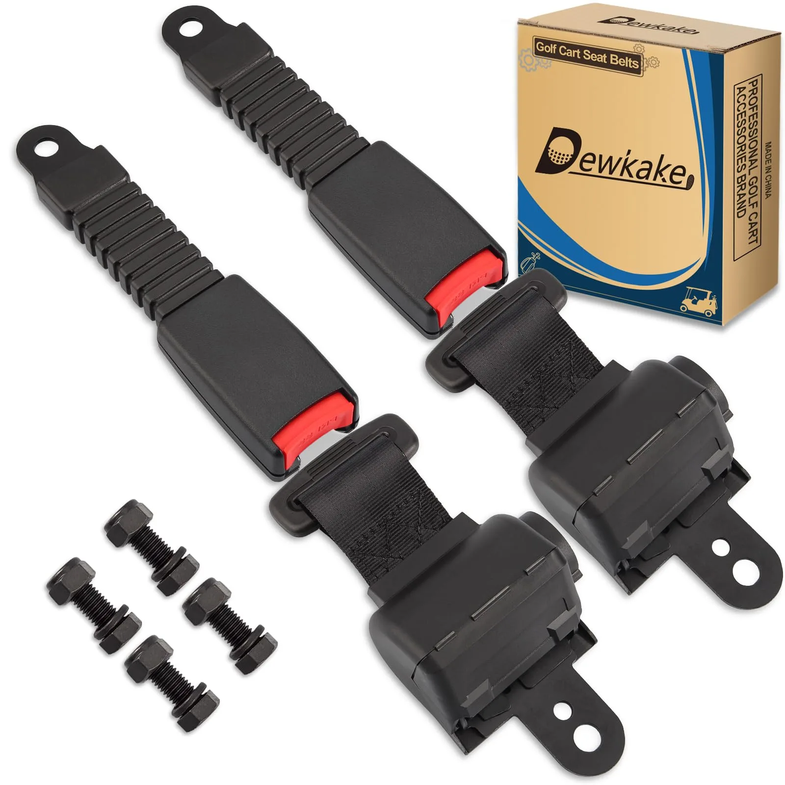 Dewkake Retractable Golf Cart Seat Belt Kit