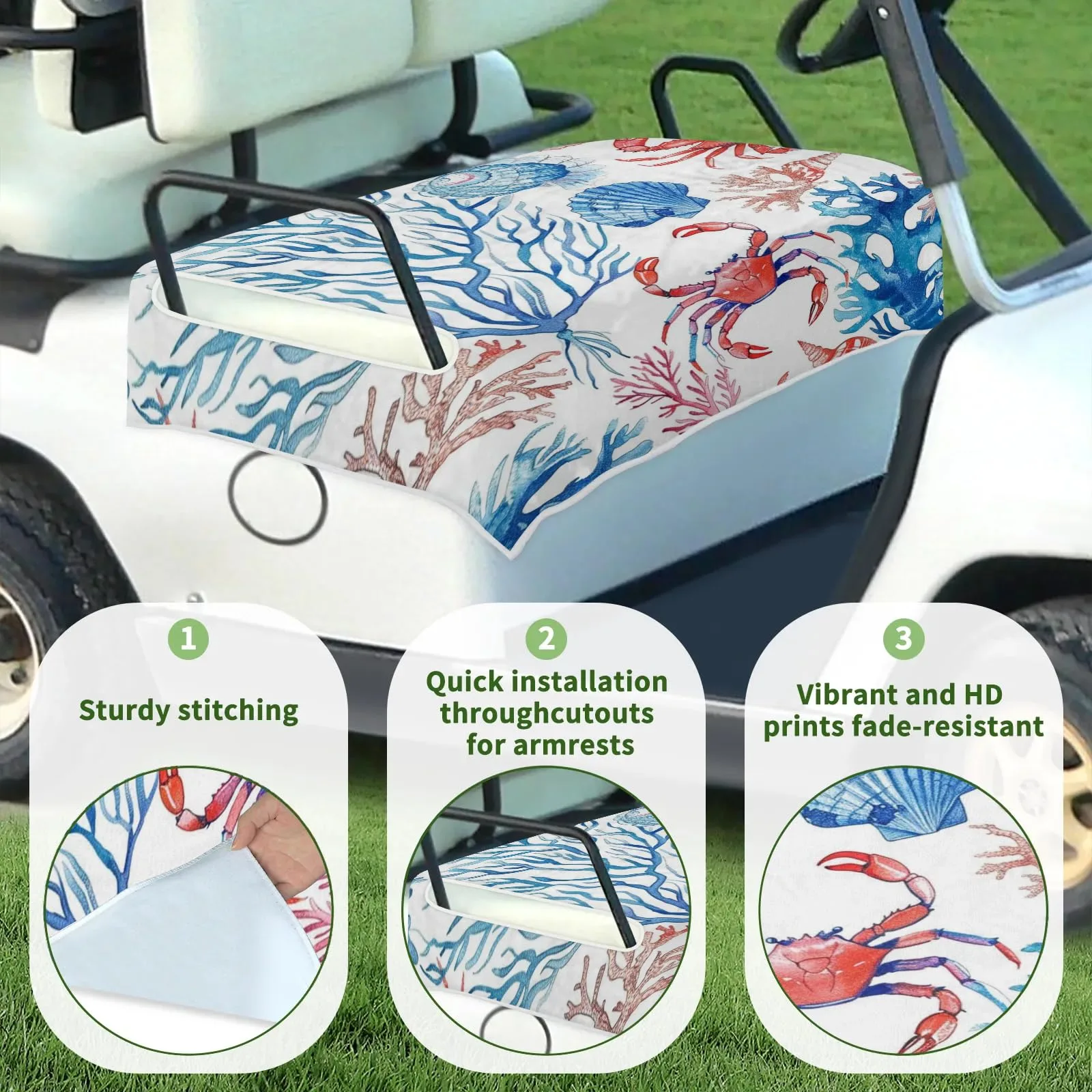 Tiveruda Golf Cart Seat Cover for Double Seats, 51 x 31 in image 3