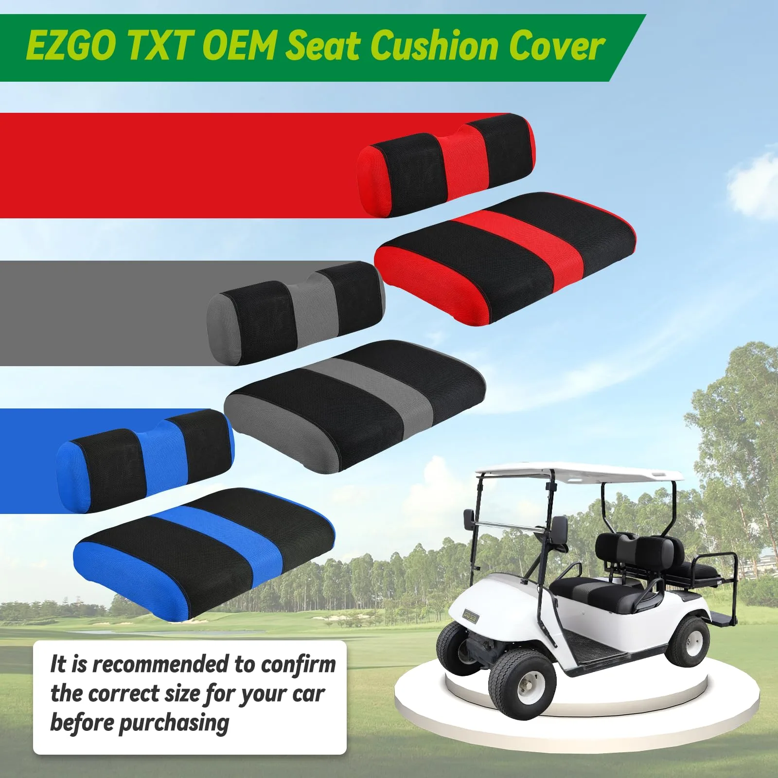 YUWEIDG0769 Gray Front Seat Covers for E-Z-GO TXT/RXV image 4