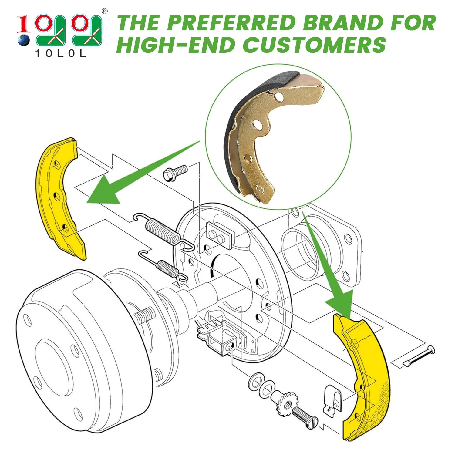 10L0L Brake Shoes Set for Club Car DS – Part 1011463 image 2