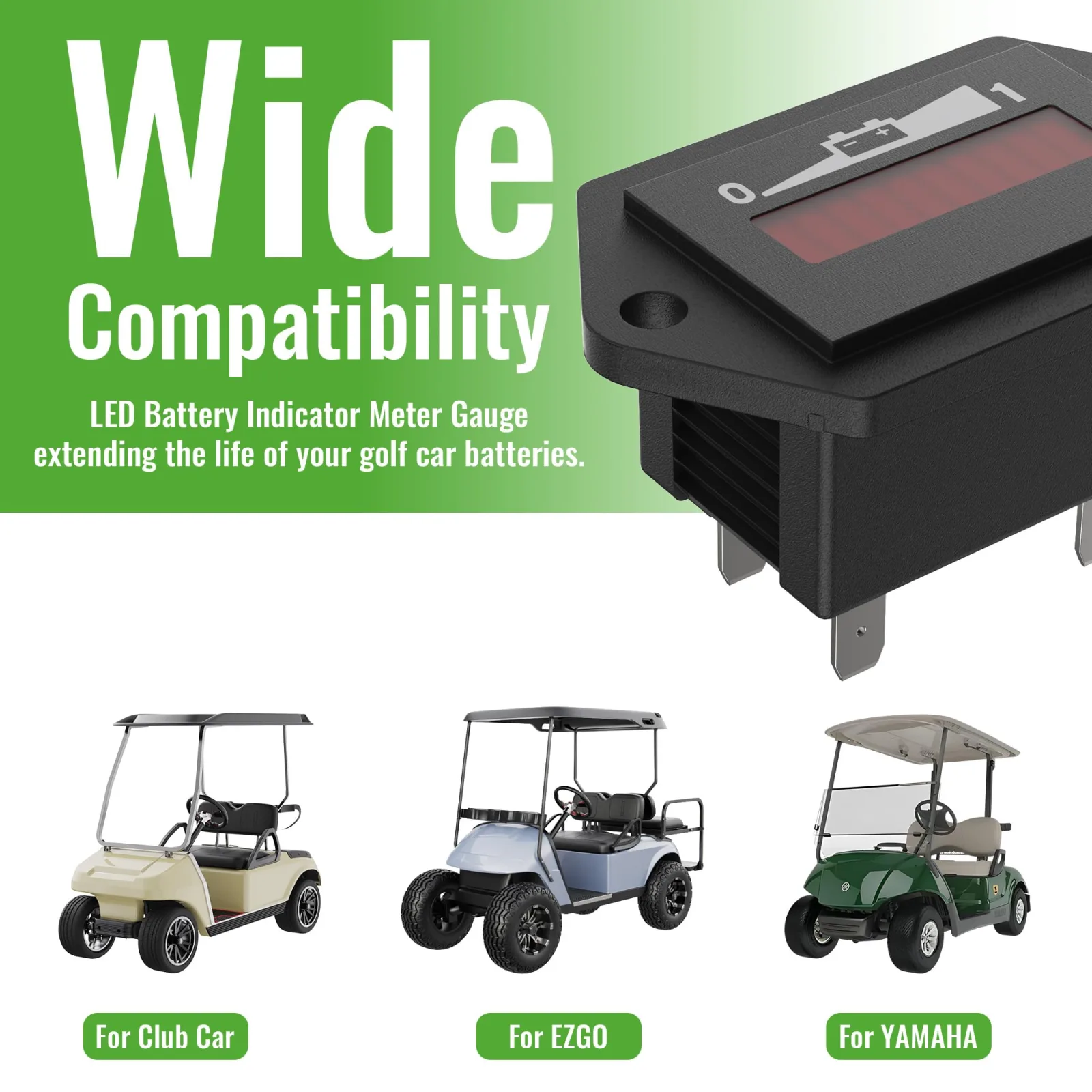 10L0L 36V Golf Cart Battery Meter LED Gauge image 4