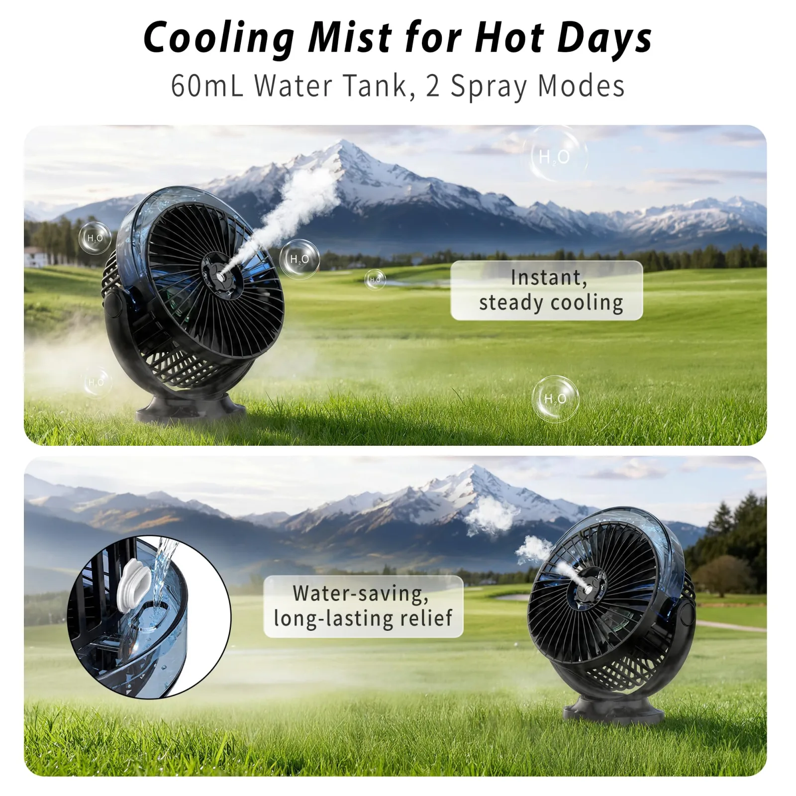 Katgogoo YH-F159-H Magnetic Misting Golf Cart Fan with Light image 3