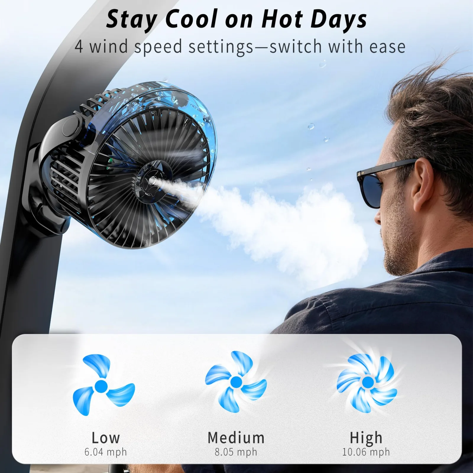 Katgogoo YH-F159-H Magnetic Misting Golf Cart Fan with Light image 4